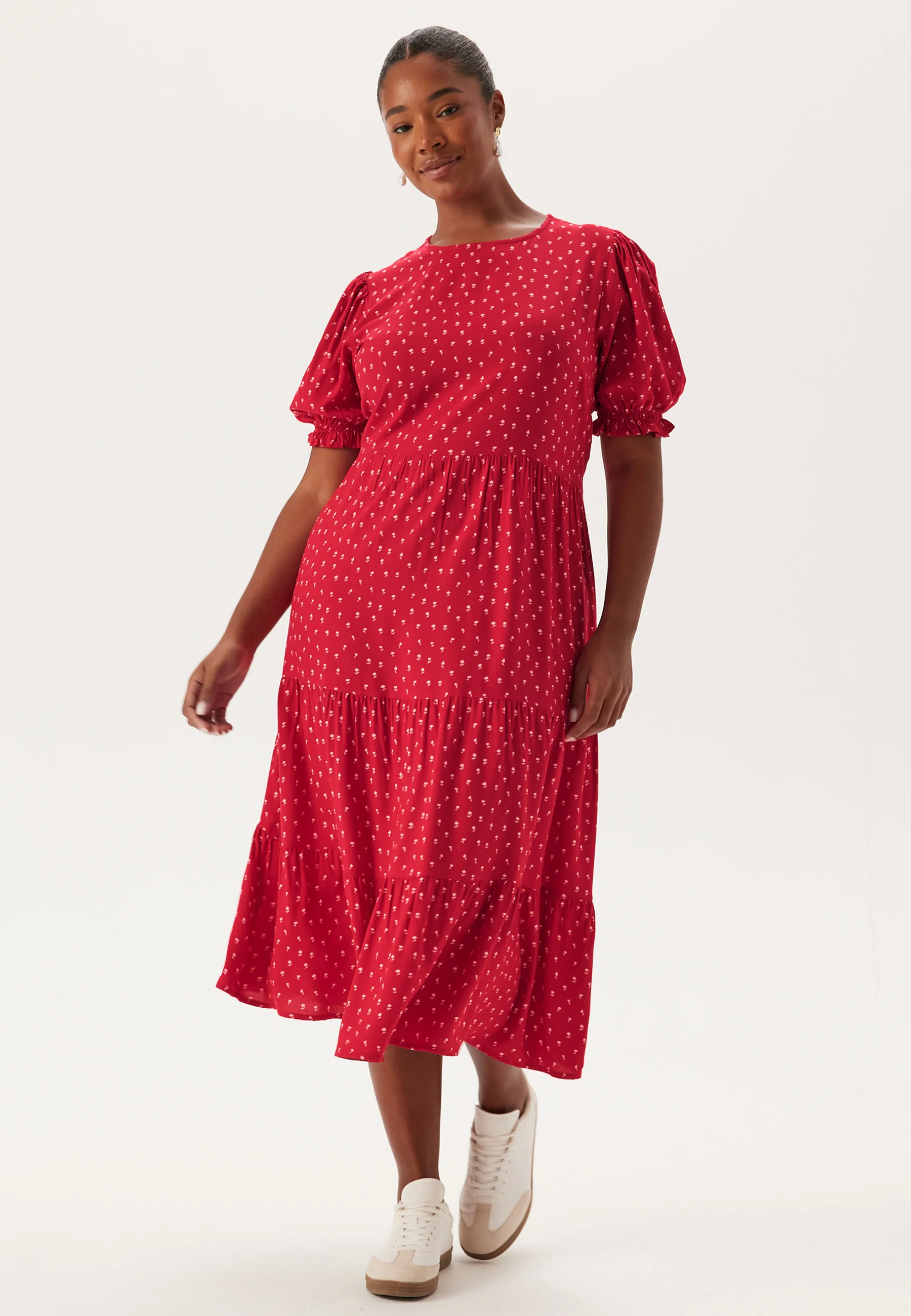 Puff Sleeve Viscose Midi Dress - Image 5