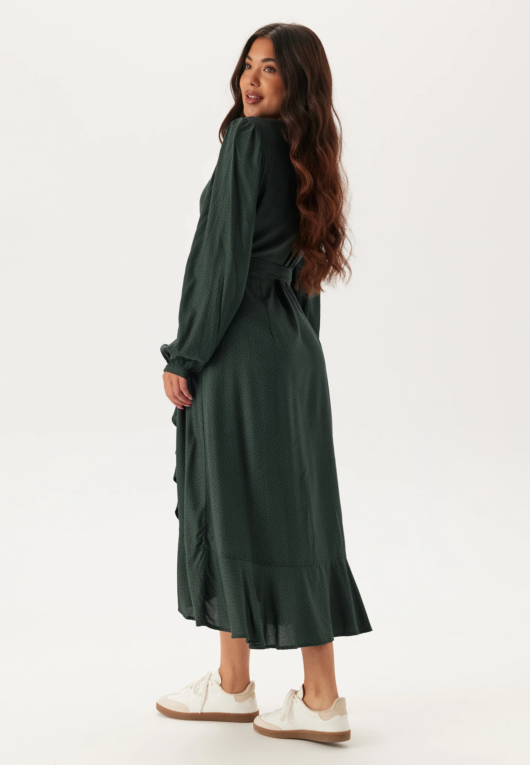 Puff Sleeve Viscose Wrap Dress - Image 2