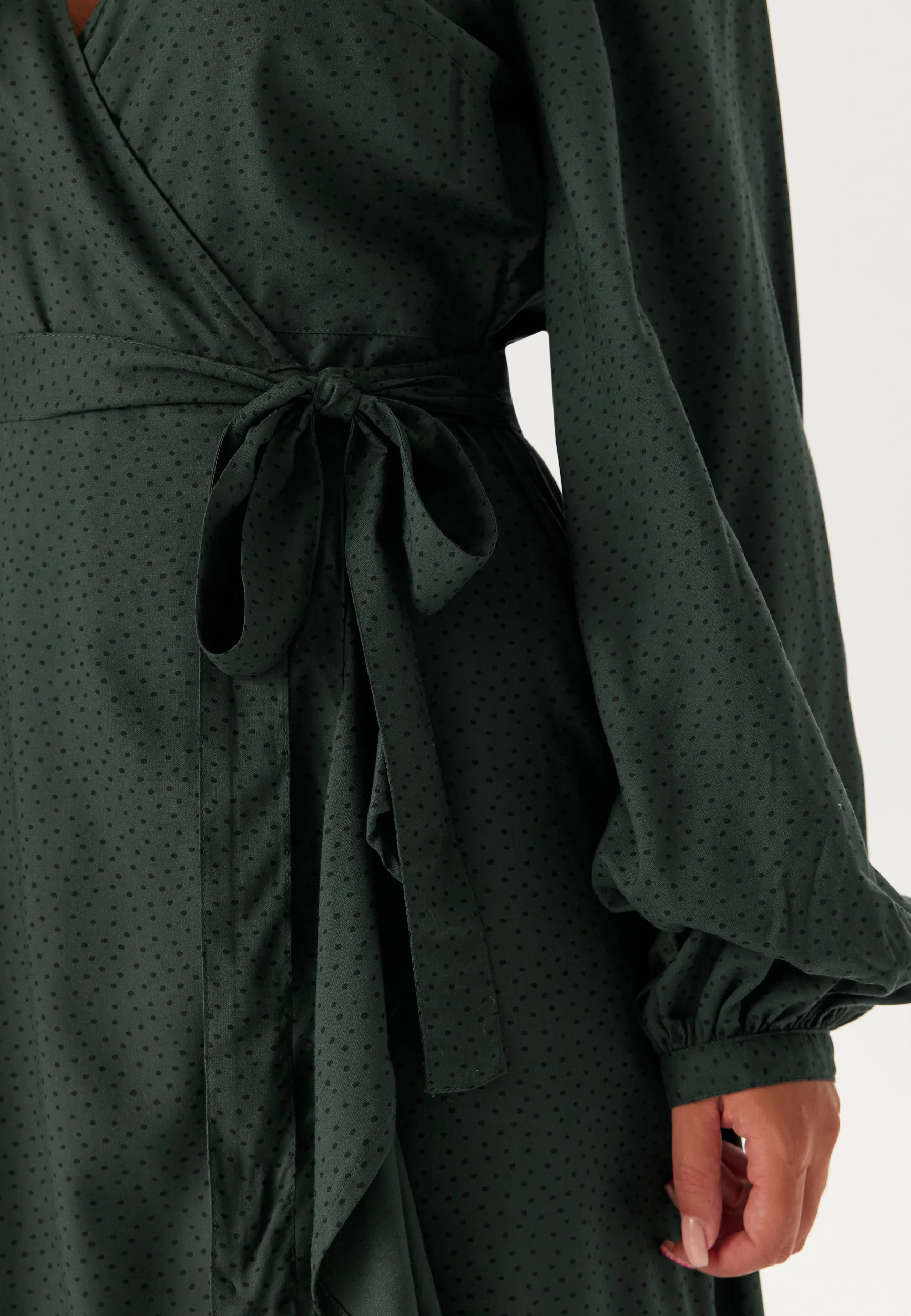 Puff Sleeve Viscose Wrap Dress - Image 3