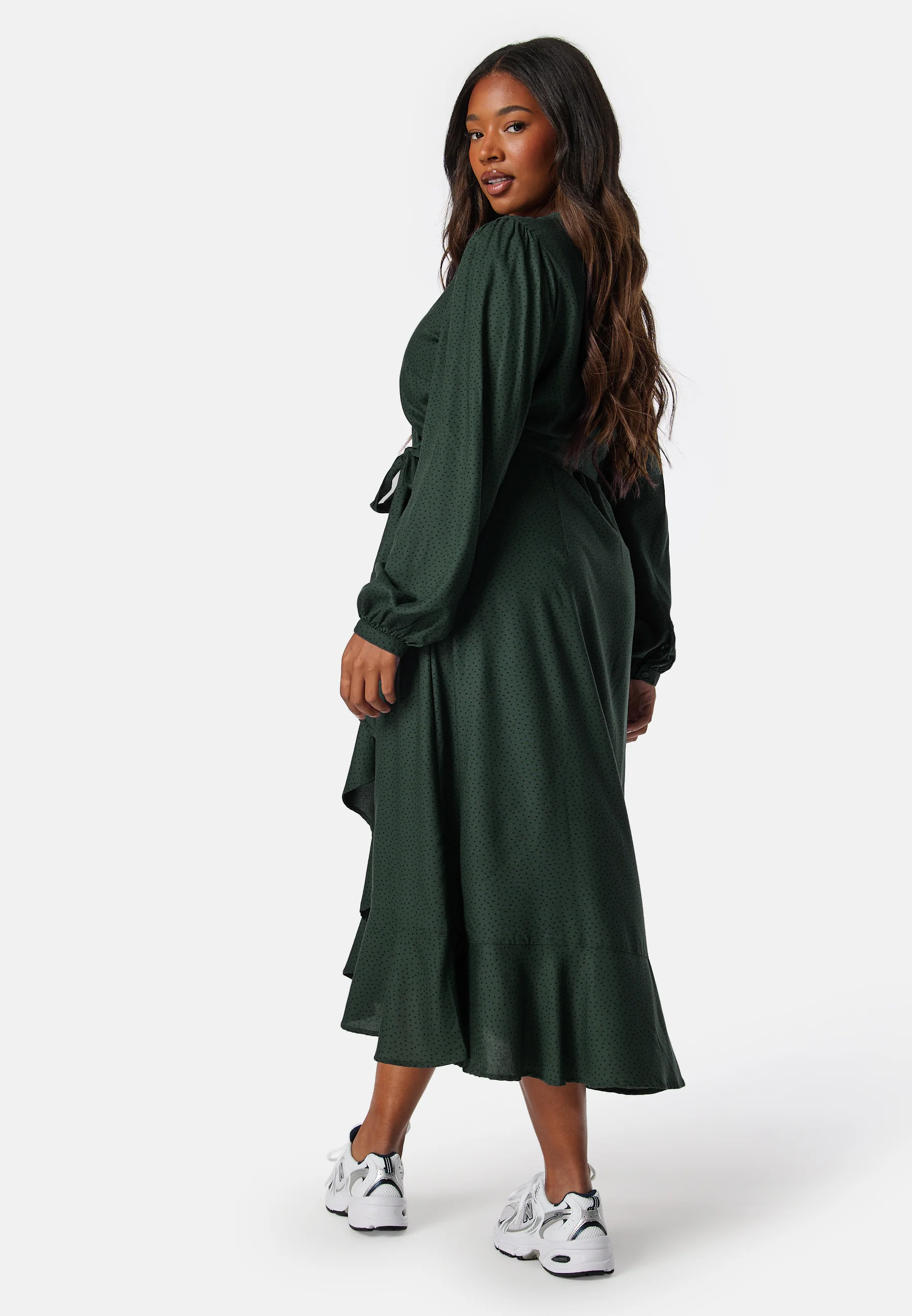 Puff Sleeve Viscose Wrap Dress - Image 6