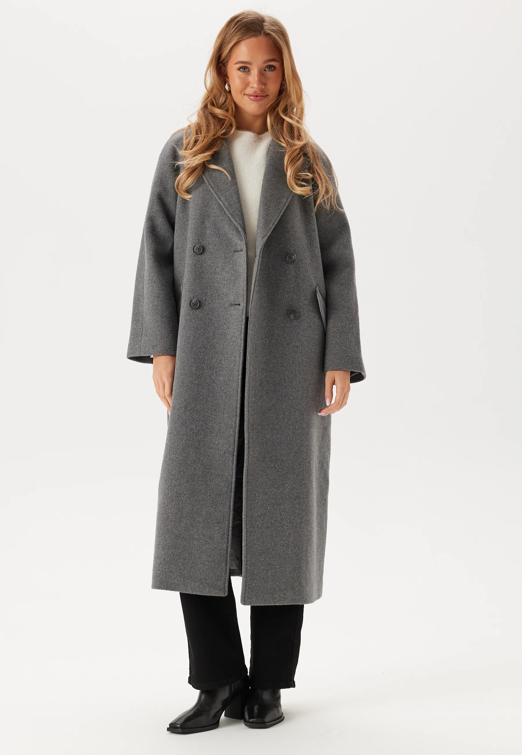 Raglan Sleeve Wool Blend Coat - Image 2