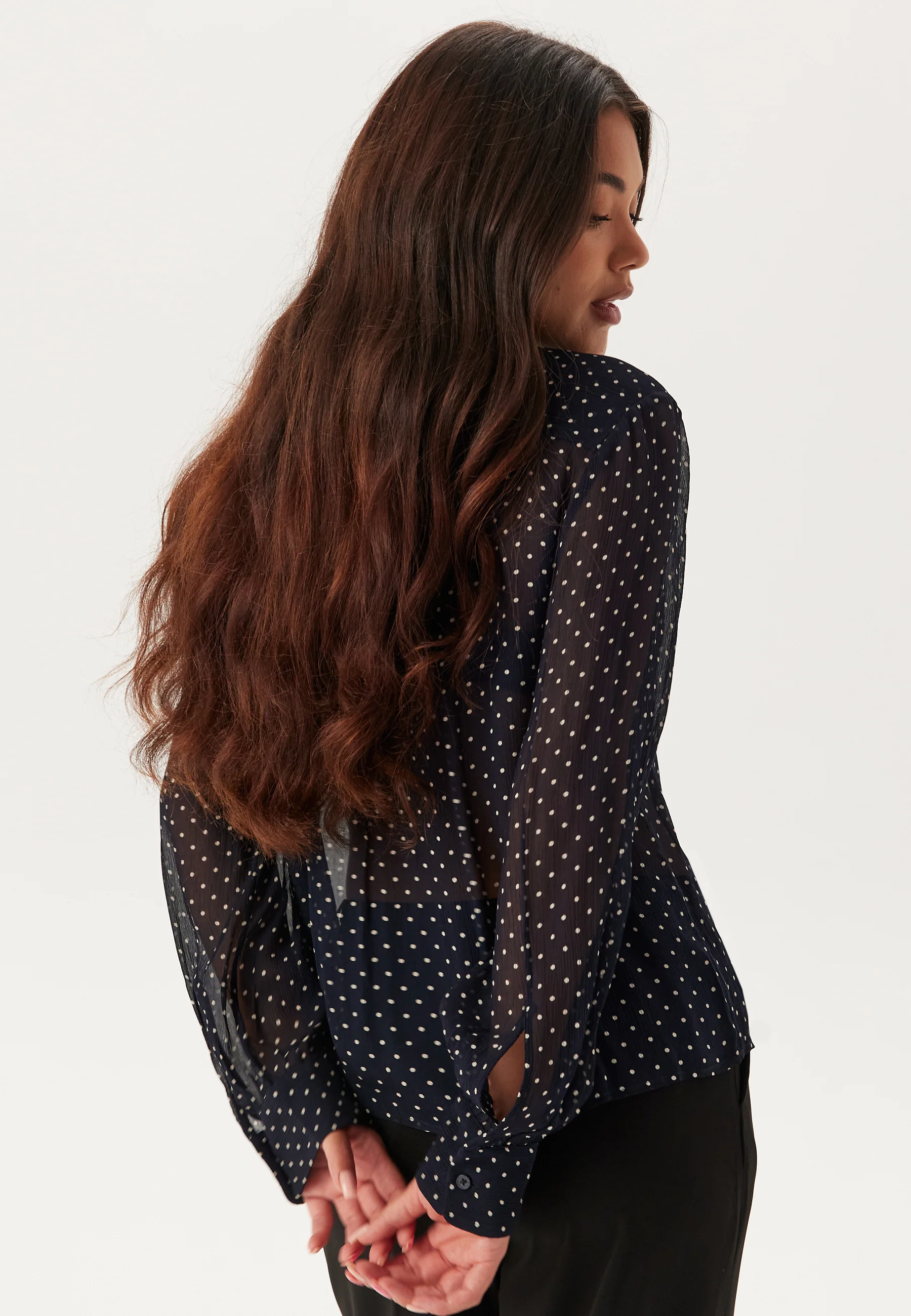 Reg Dot Print Bow Blouse - Image 2
