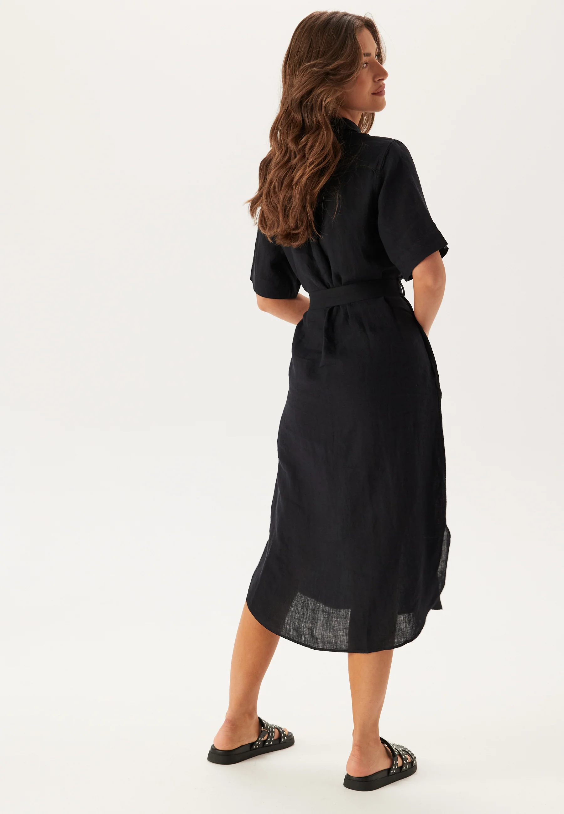 Reg Linen Ss Shirt Dress - Image 2