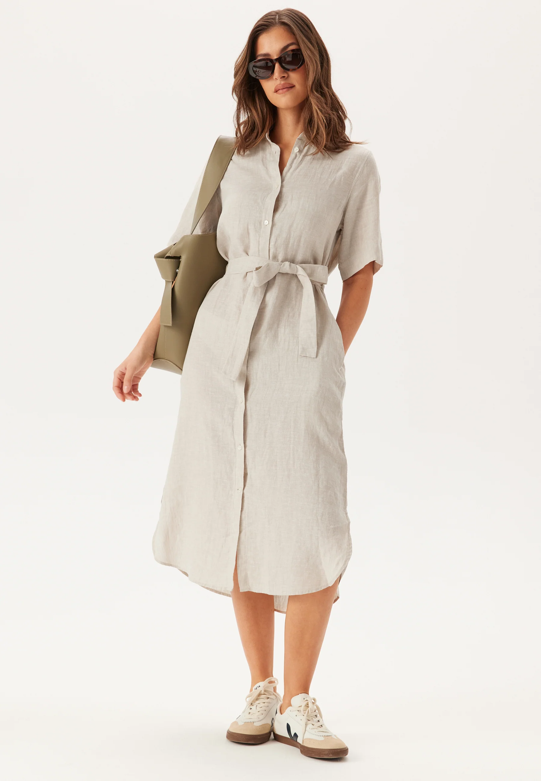 Reg Linen Ss Shirt Dress - Image 2