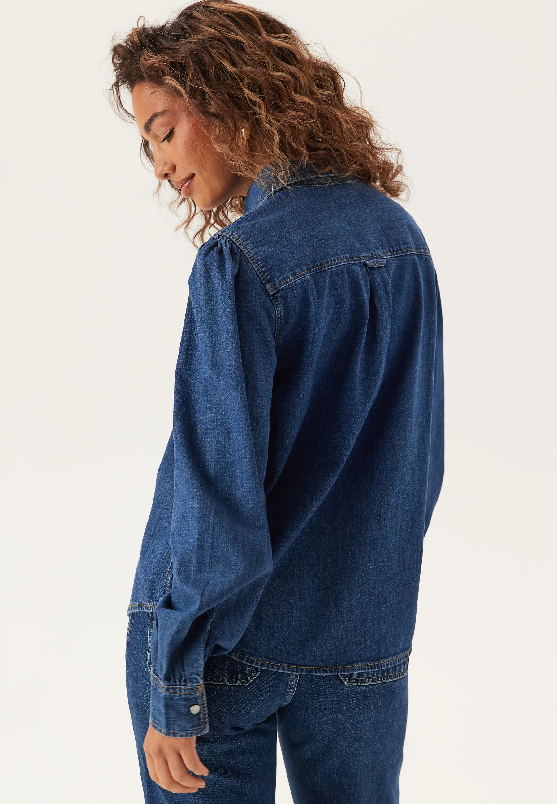 Reg Puff Sleeve Denim Shirt - Image 3