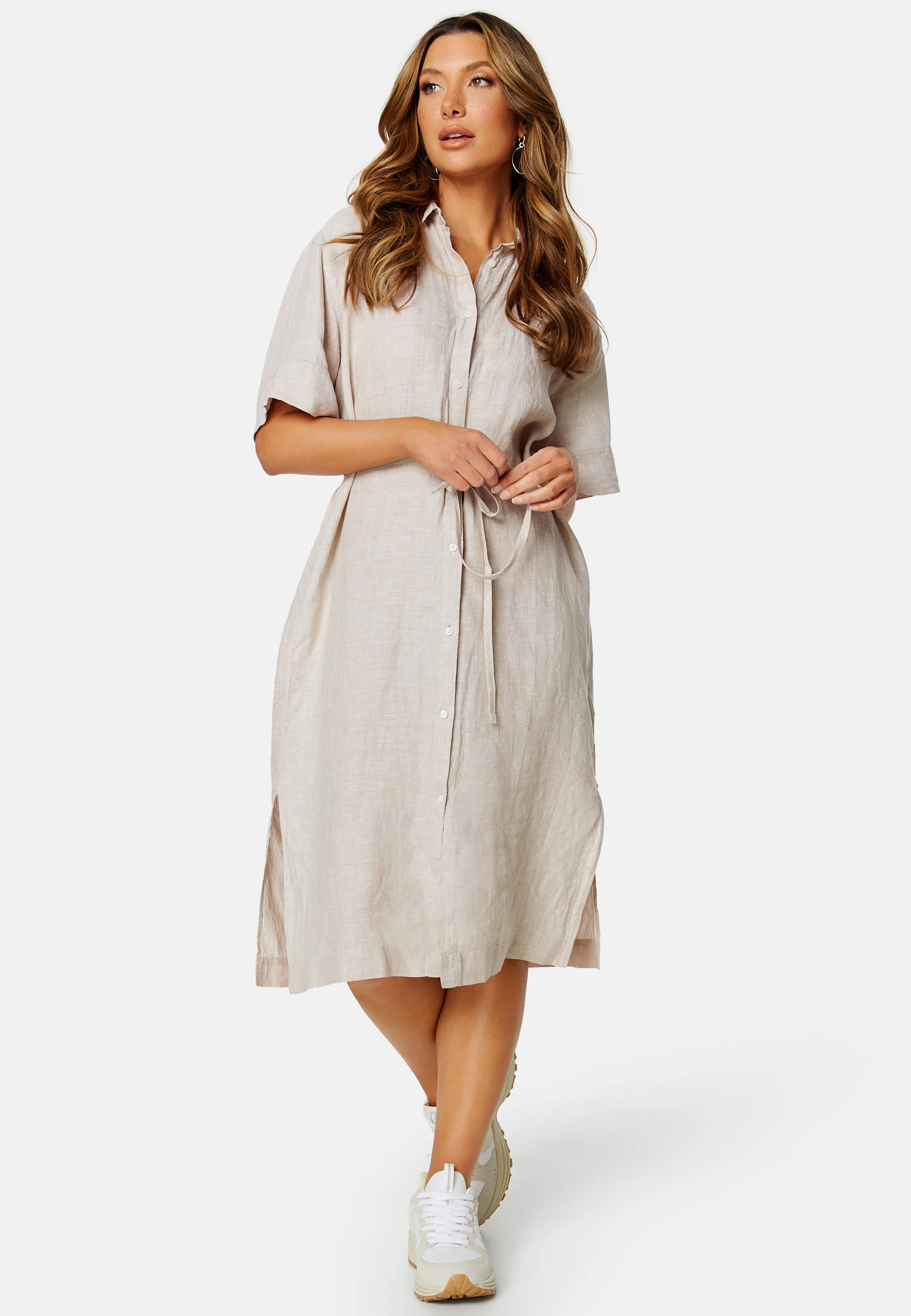 Relaxed Linen Shirt Dress - Image 2