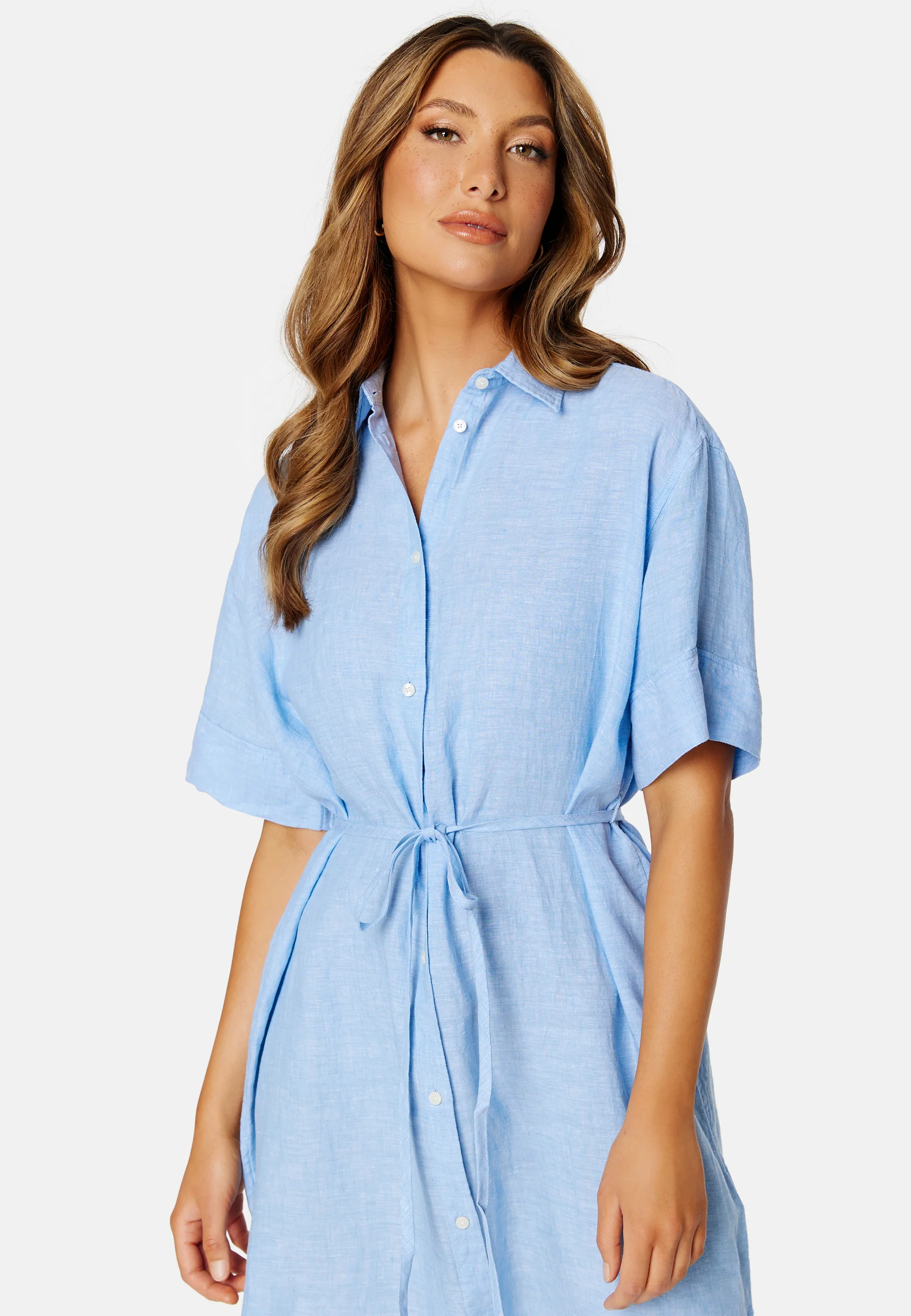 Relaxed Linen Shirt Dress - Image 2