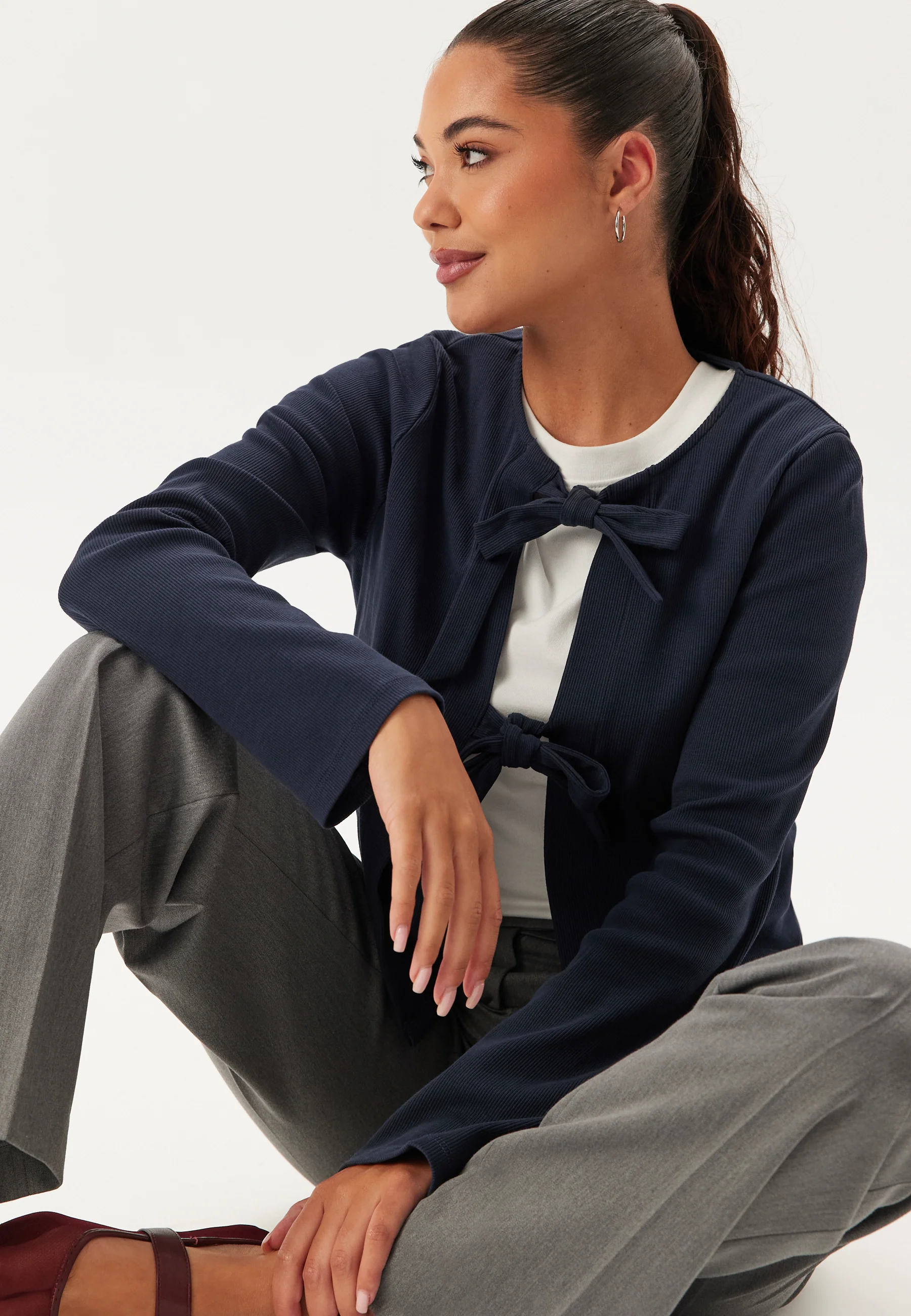 Rib Bow Cardigan