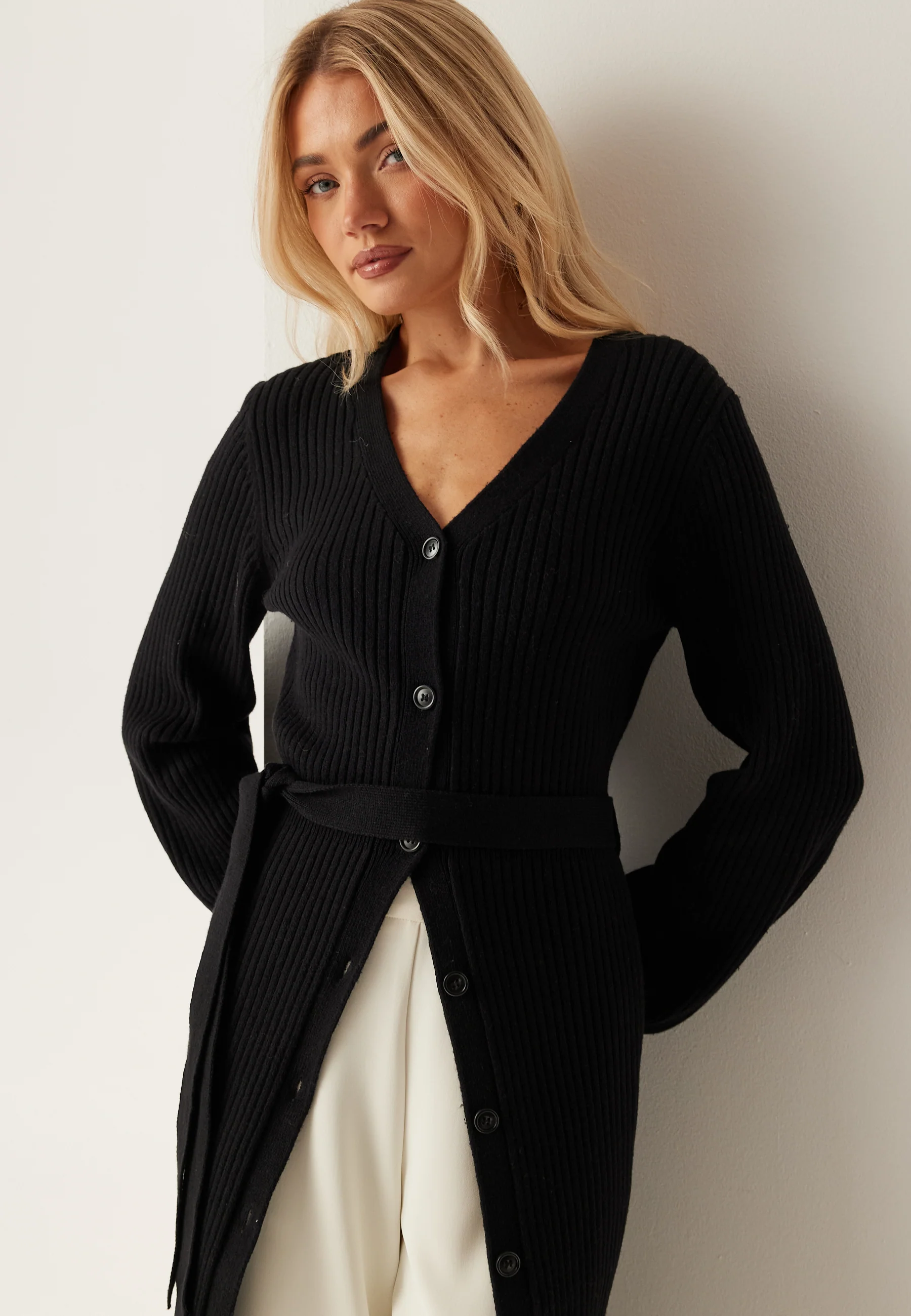 Rib Knitted Cardigan Dress - Image 3