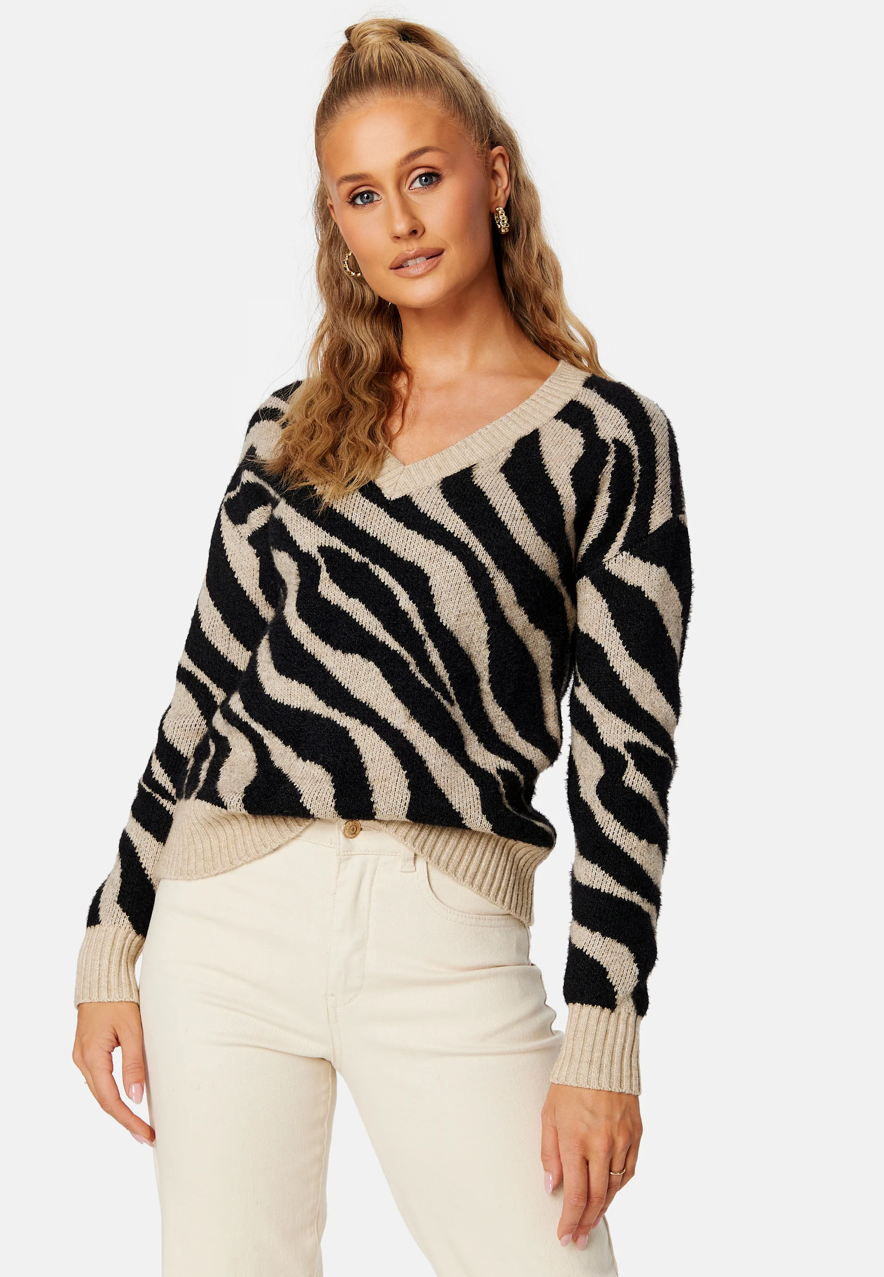 Ril Feami Mix V-Neck L/S Knit