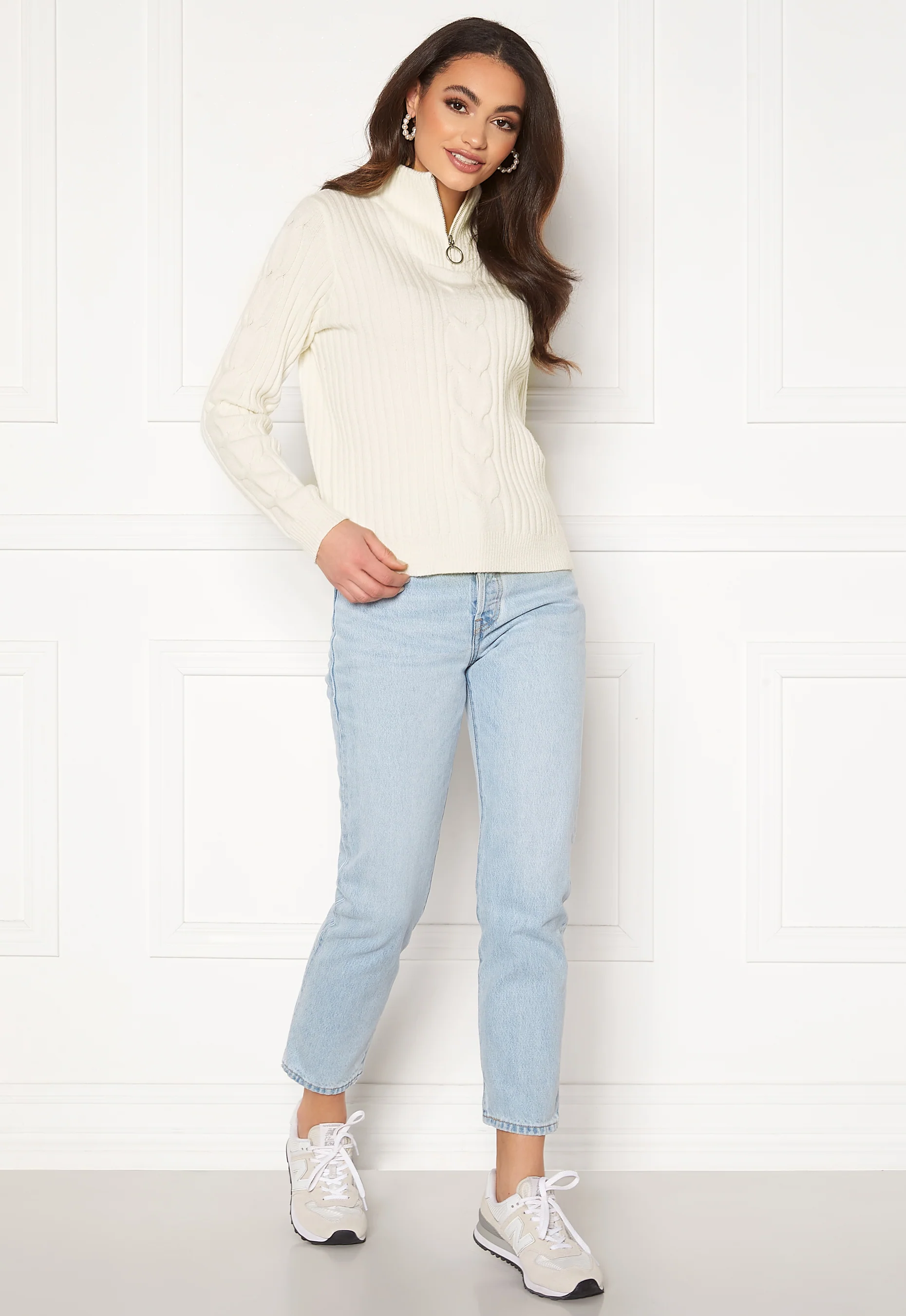 Ril Knit Funnel Zip Neck L/S Top - Image 2