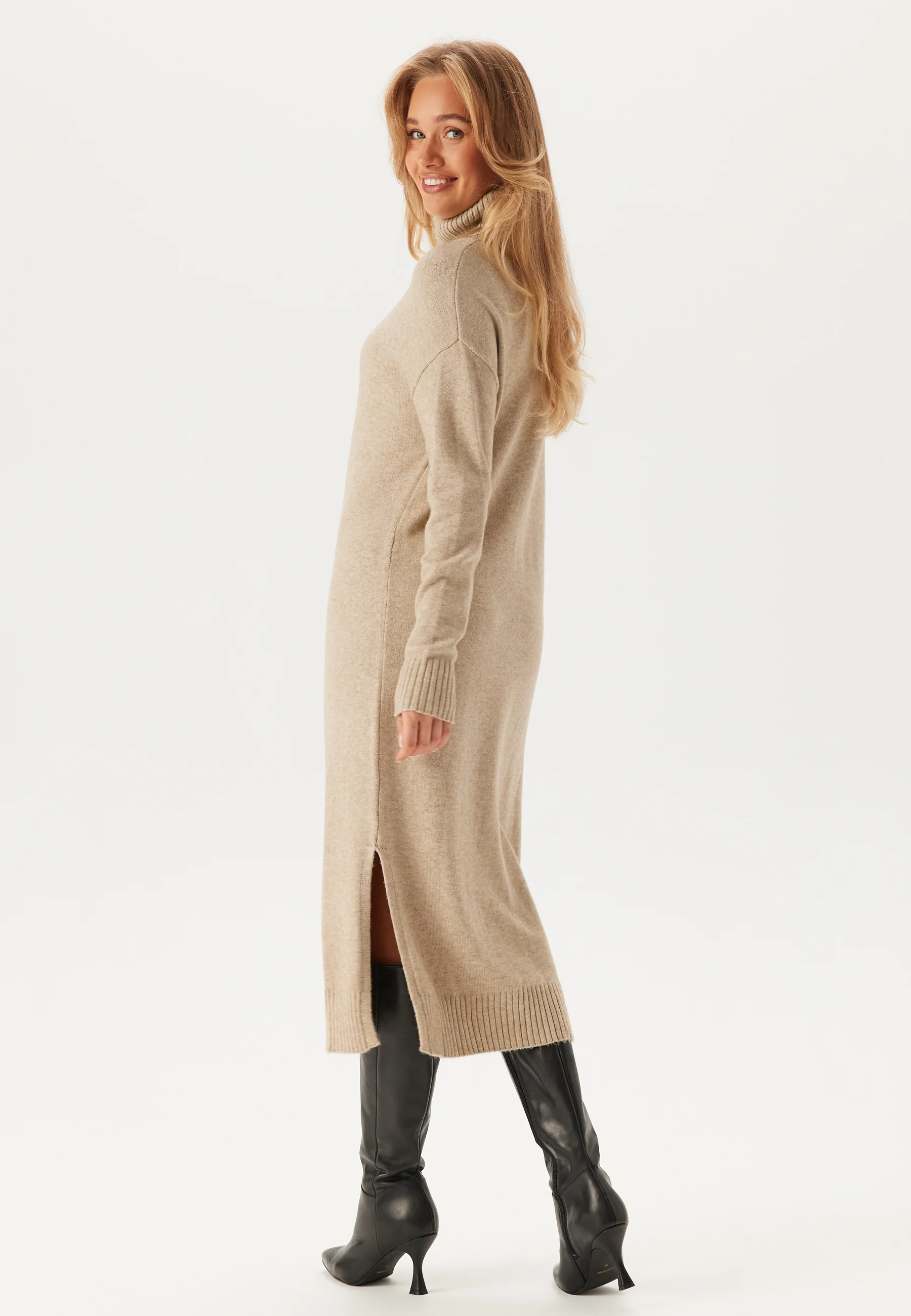 Rill Roll Neck L/S Midi Dress - Image 2