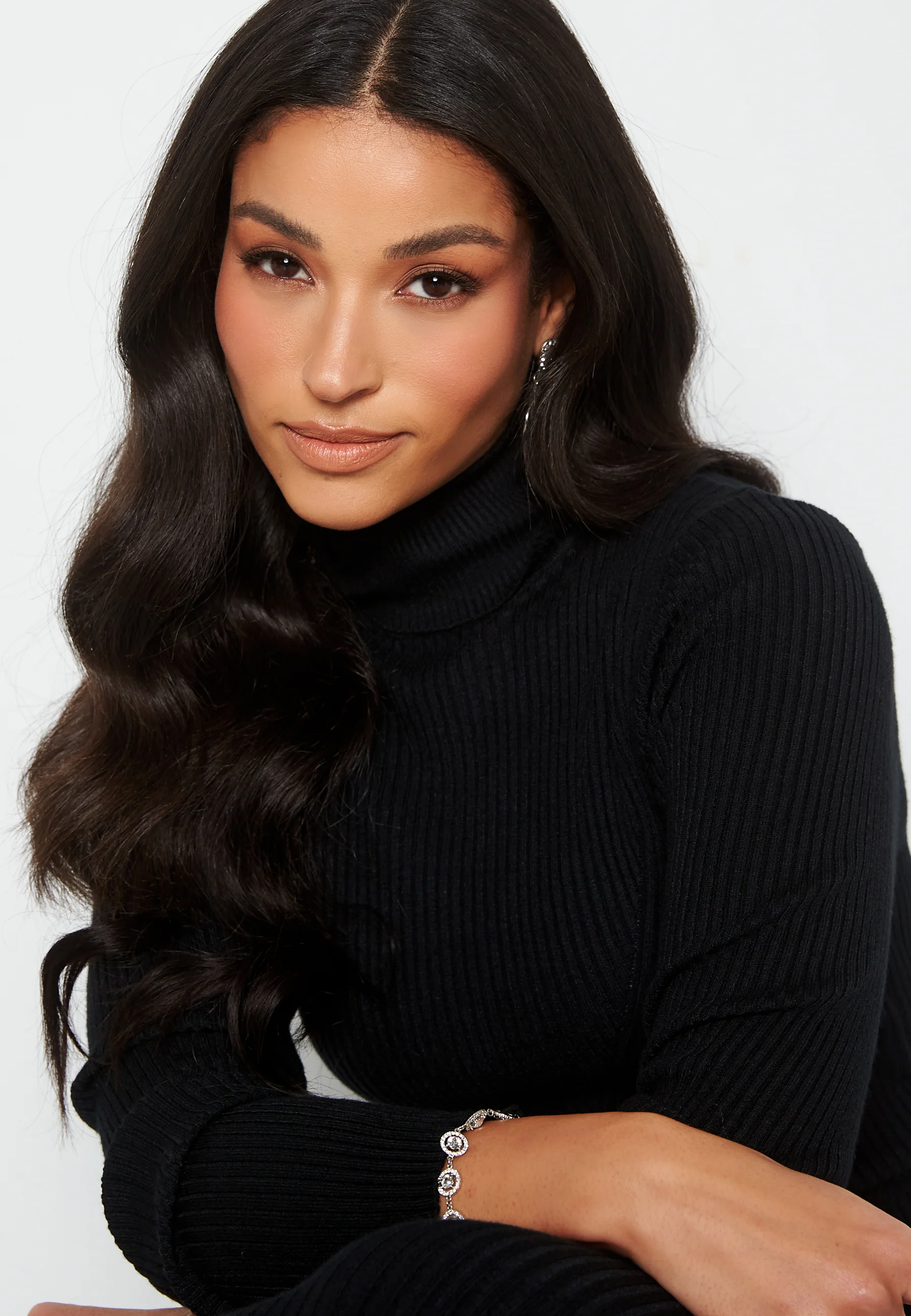 Roll Neck Rib Knit Midi Dress - Image 4