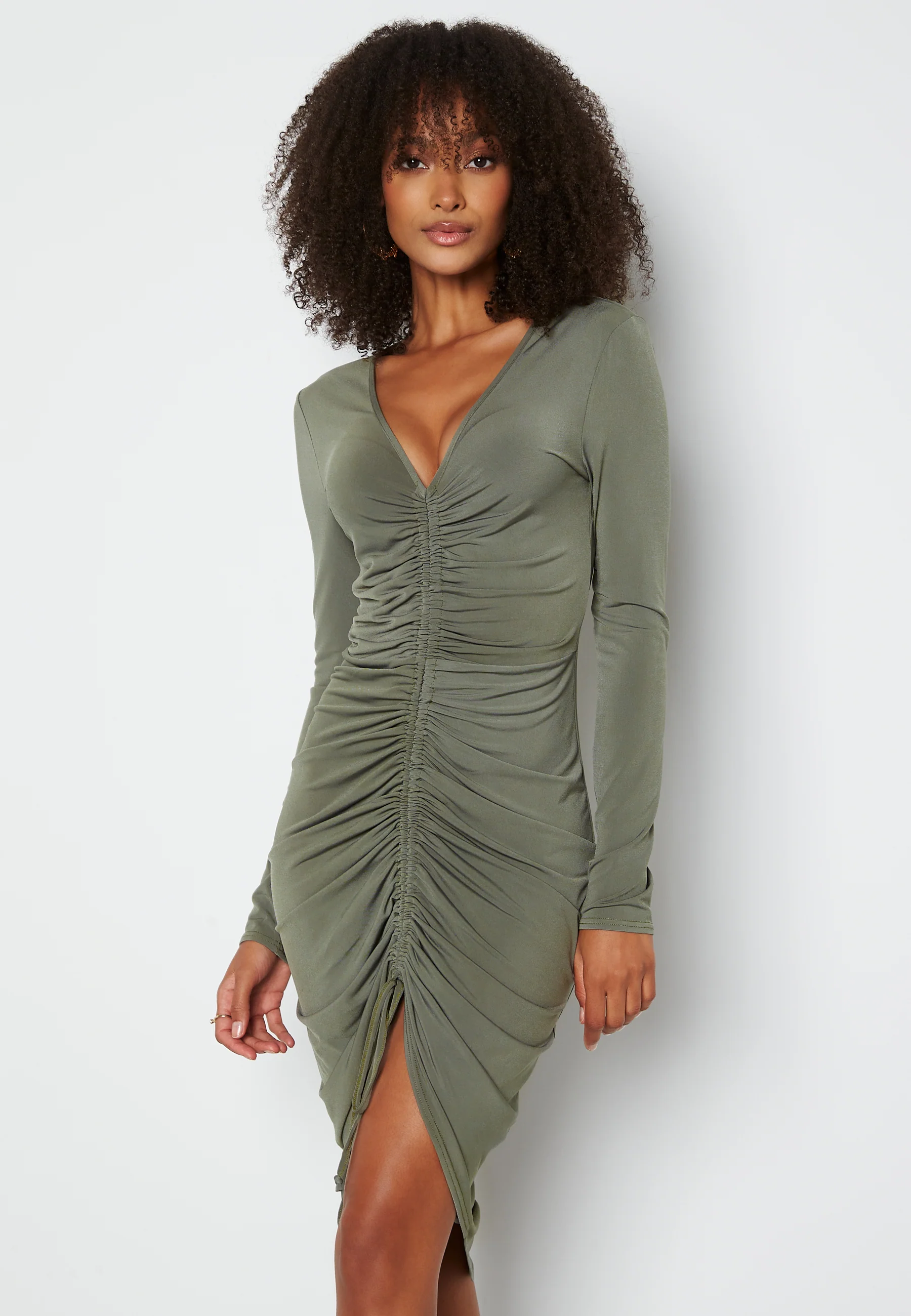 Rouched Front Midi Dress