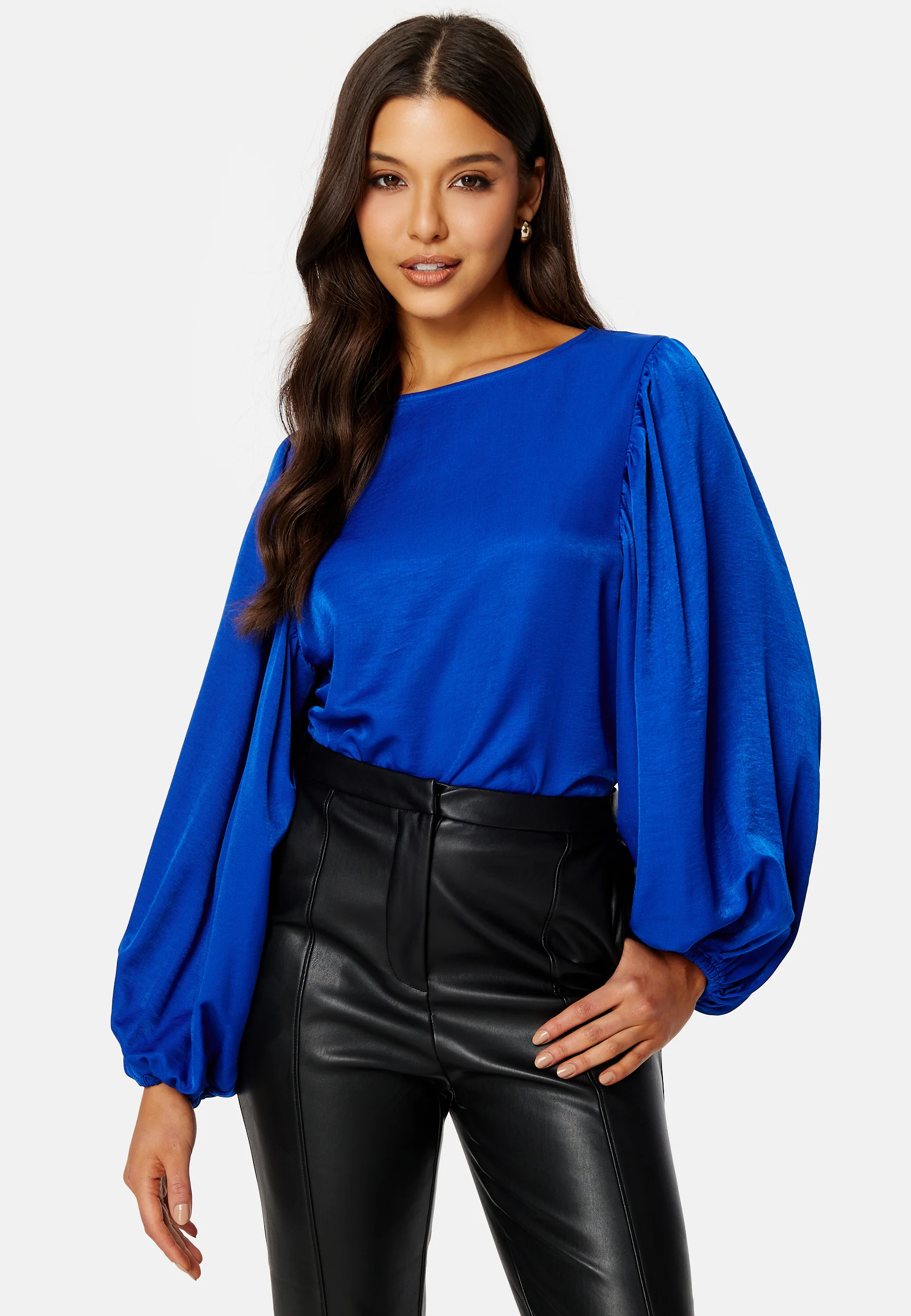 Round Neck Balloon Sleeve Blouse - Image 3