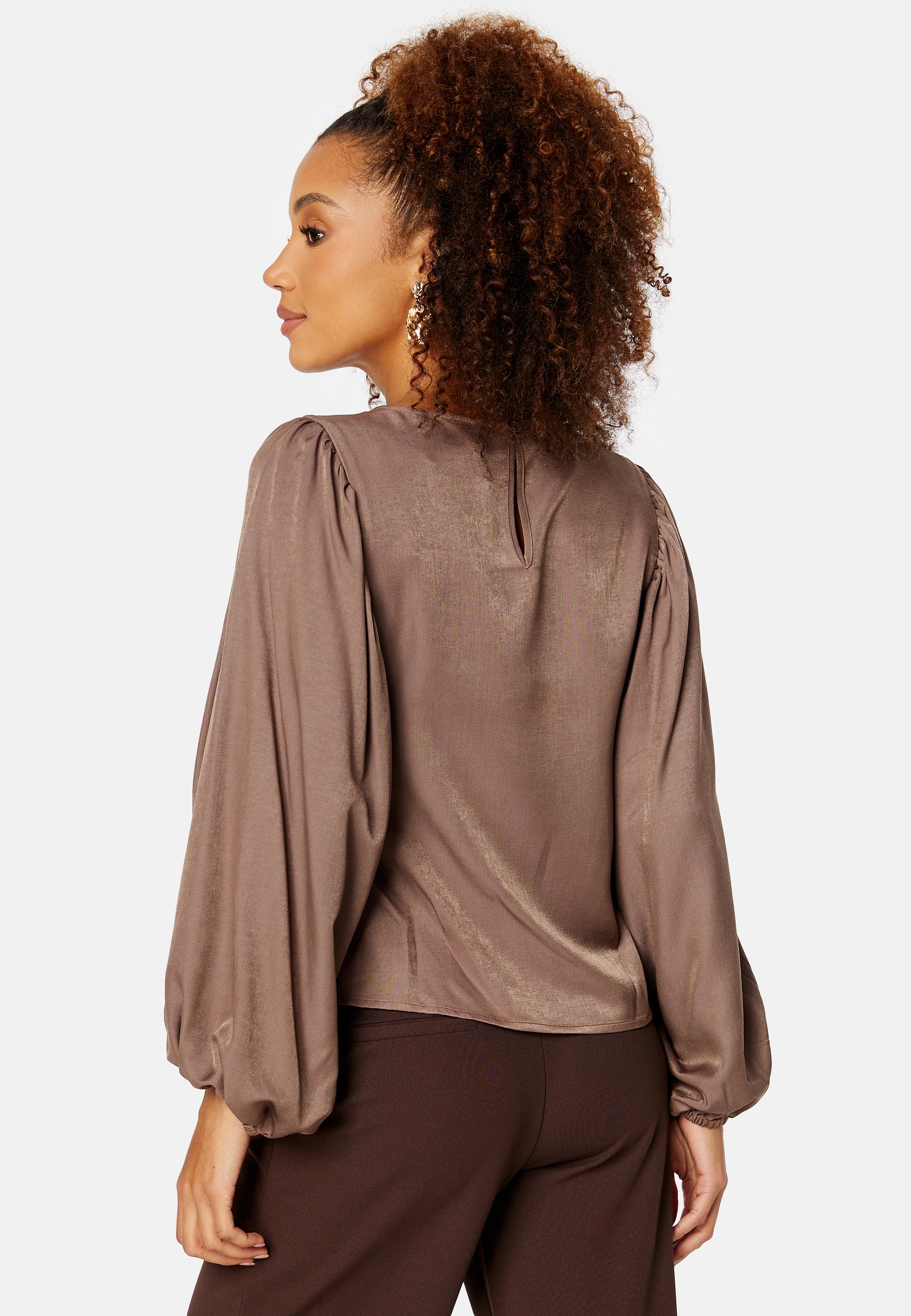 Round Neck Balloon Sleeve Blouse - Image 3