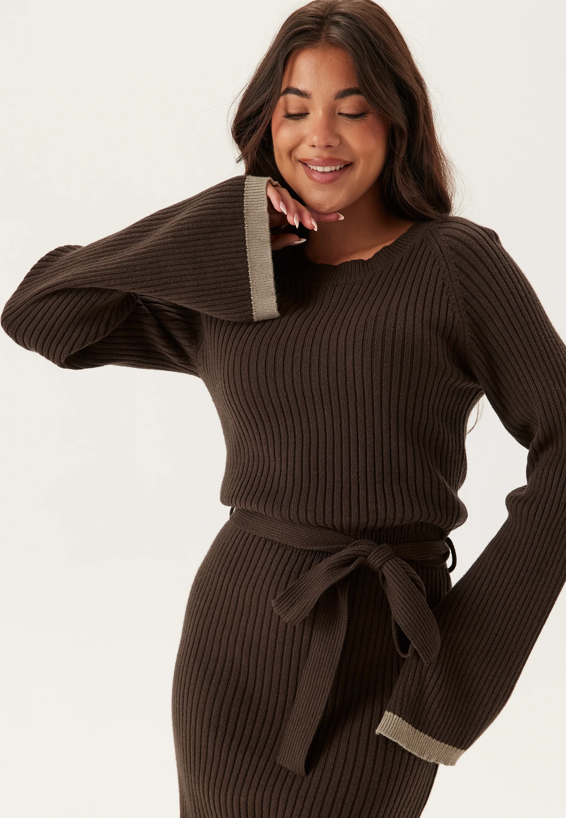 Round Neck Rib Knitted Maxi Dress - Image 3