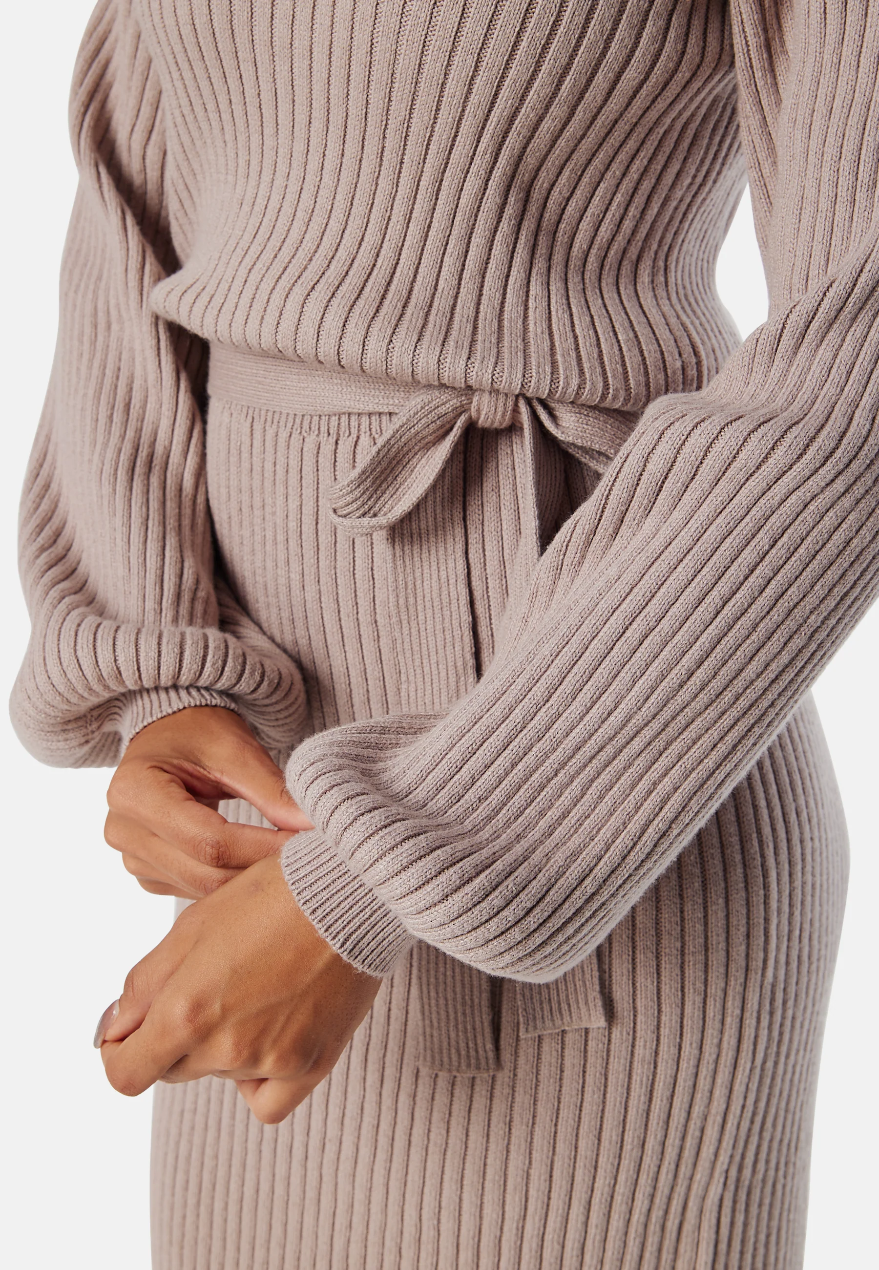 Round Neck Rib Knitted Midi Dress - Image 3