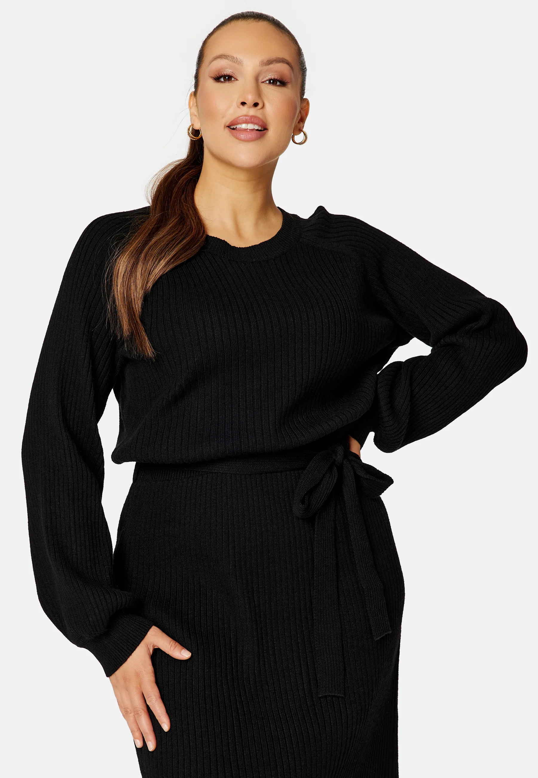 Round Neck Rib Knitted Midi Dress - Image 6