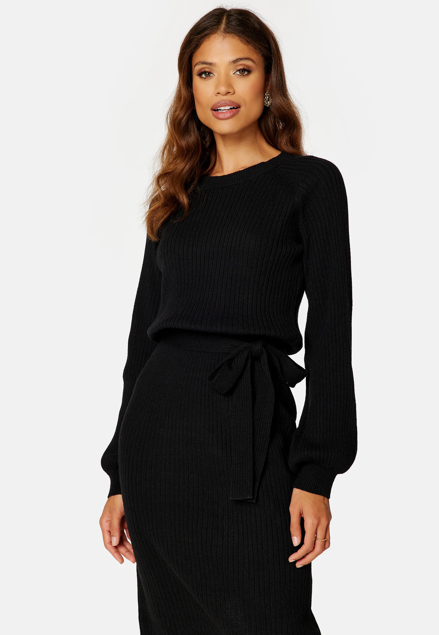Round Neck Rib Knitted Midi Dress - Image 3