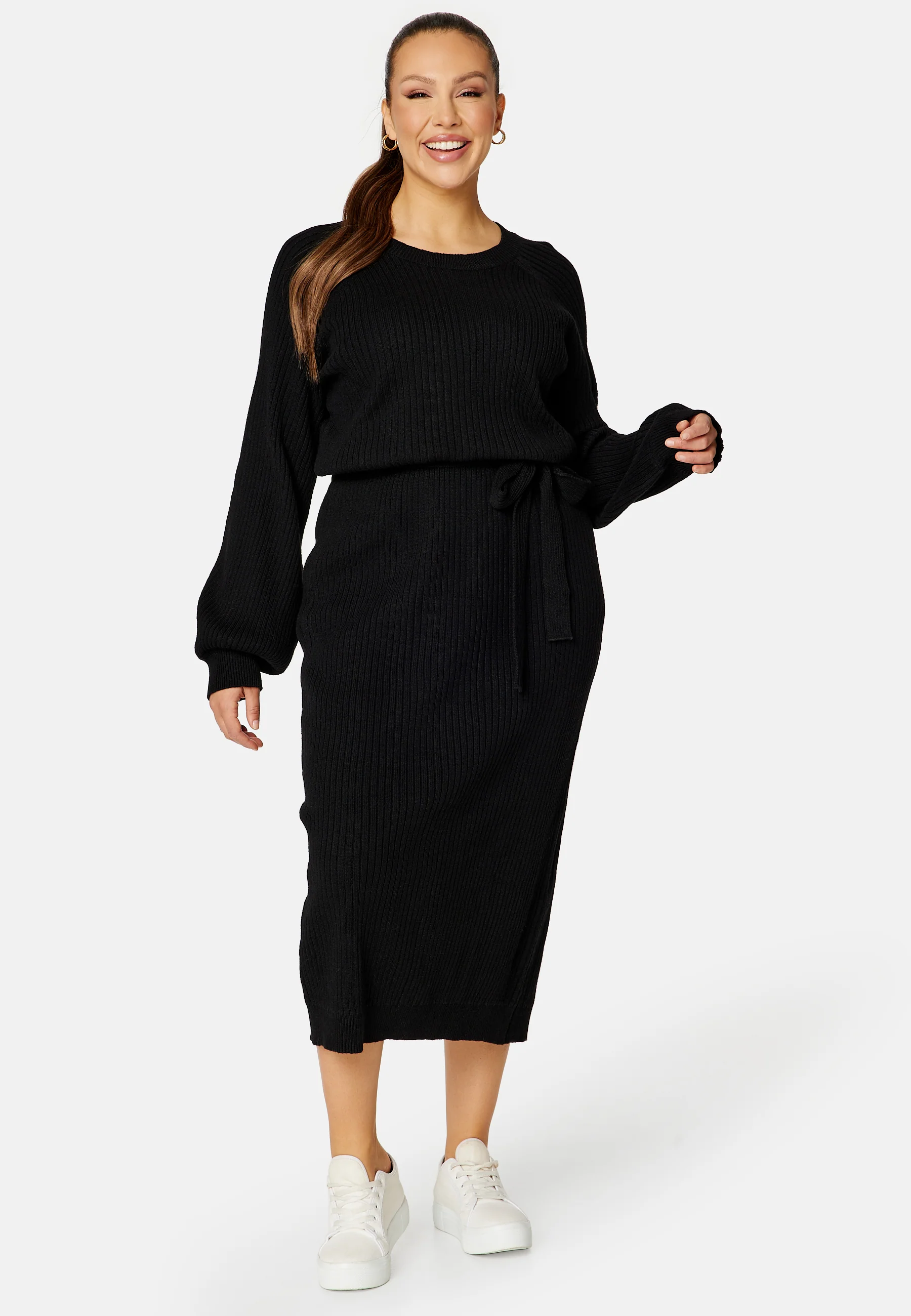 Round Neck Rib Knitted Midi Dress - Image 5