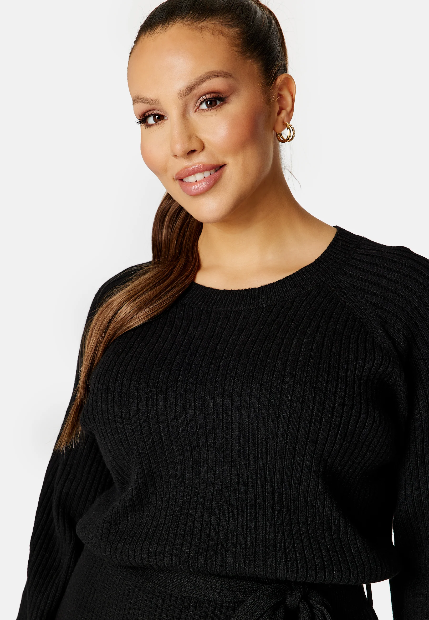 Round Neck Rib Knitted Midi Dress - Image 8