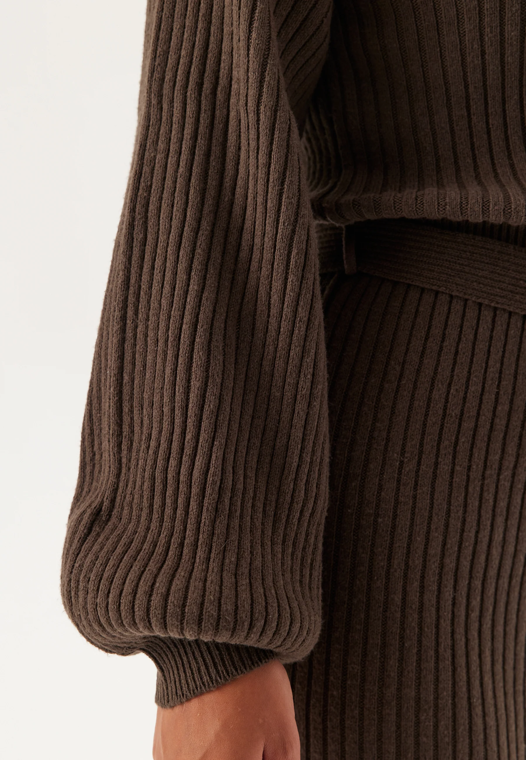 Round Neck Rib Knitted Midi Dress - Image 3