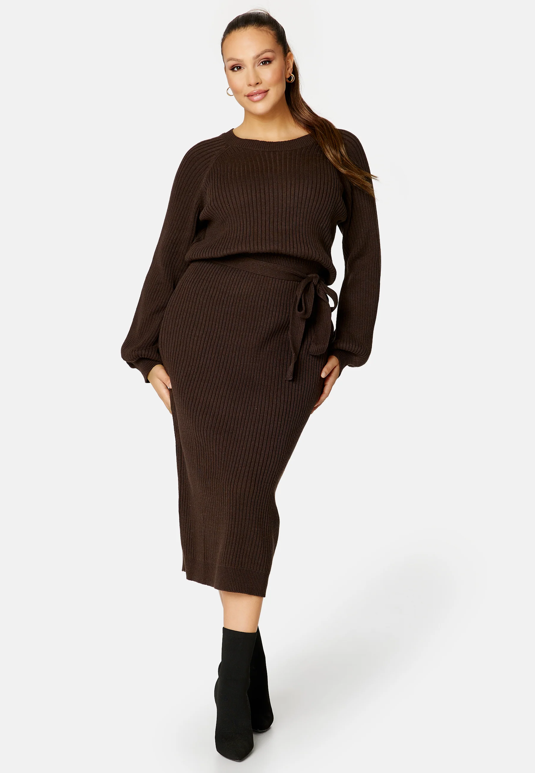 Round Neck Rib Knitted Midi Dress - Image 5