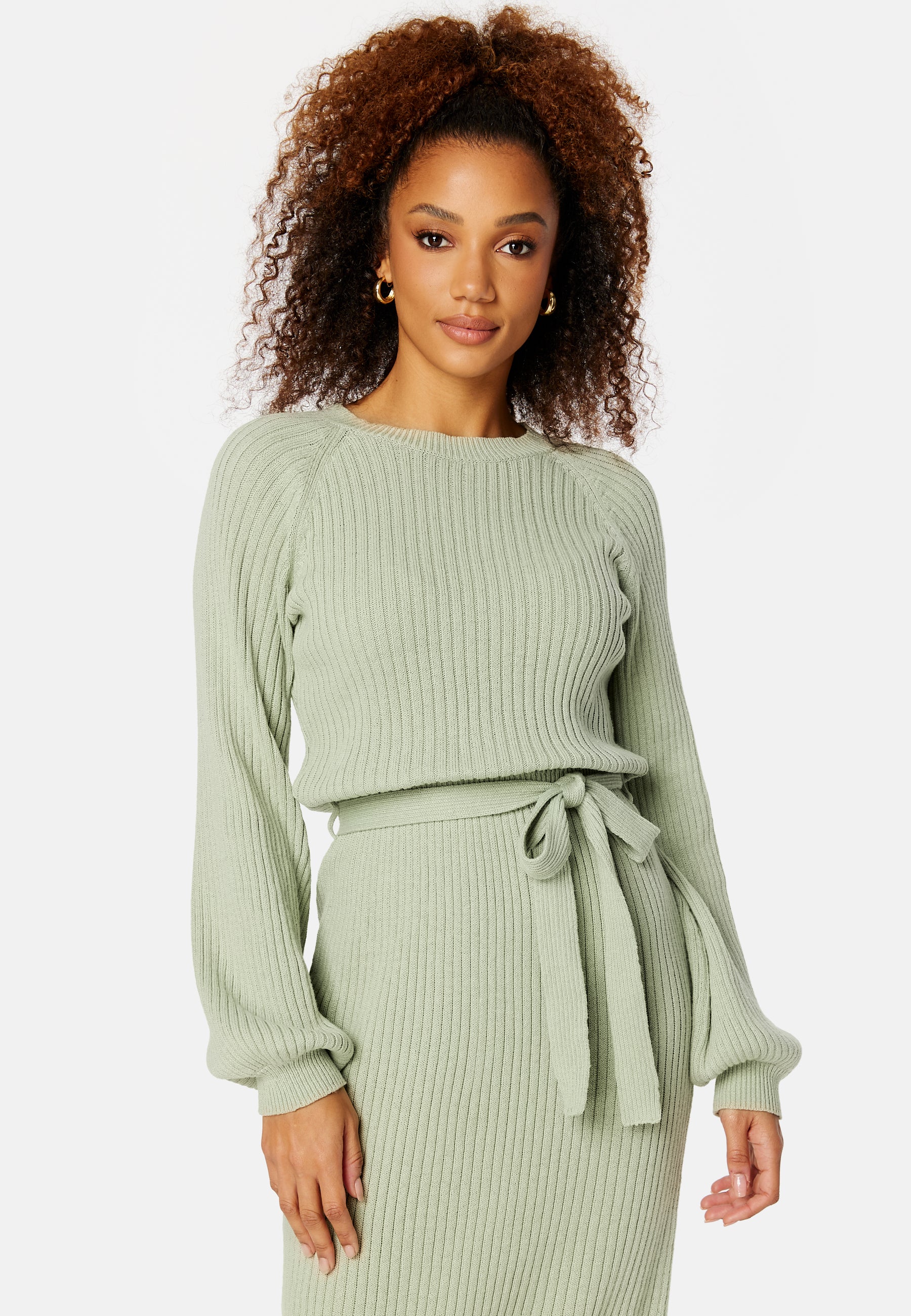 Round Neck Rib Knitted Midi Dress - Image 2
