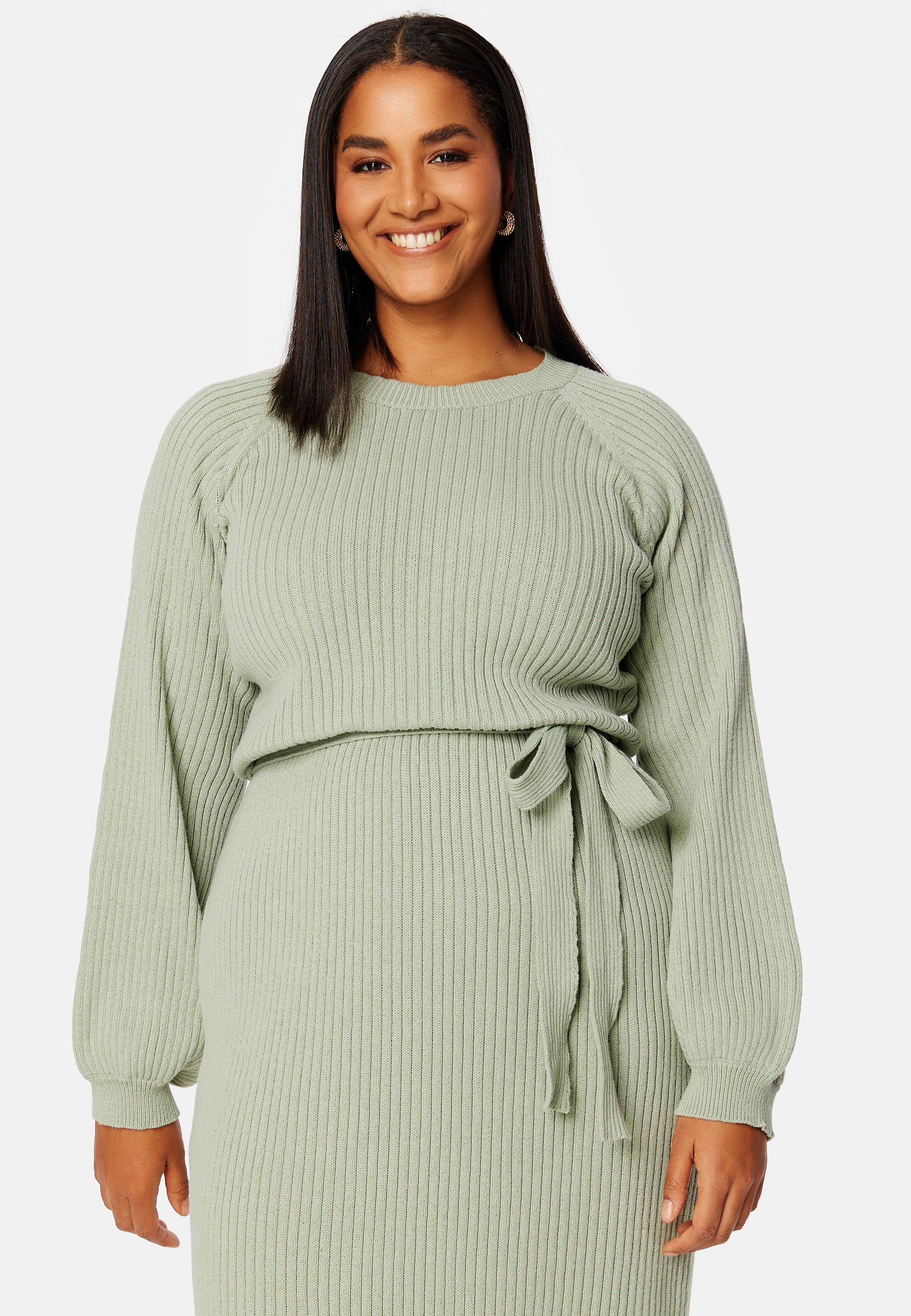 Round Neck Rib Knitted Midi Dress - Image 5
