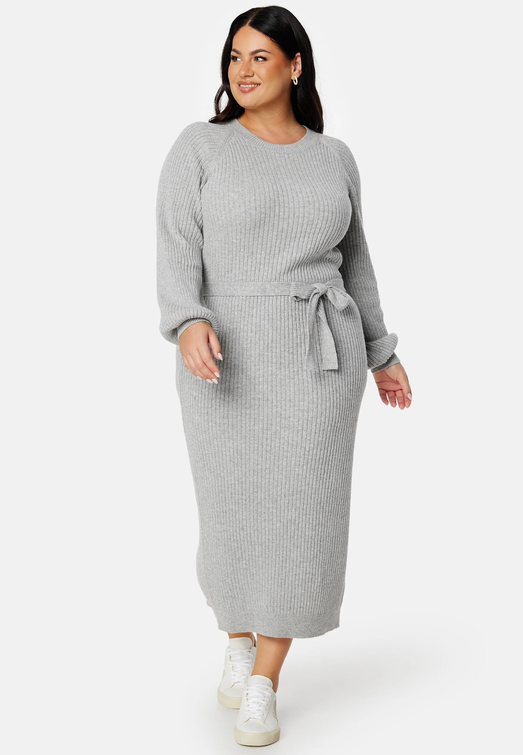 Round Neck Rib Knitted Midi Dress - Image 6