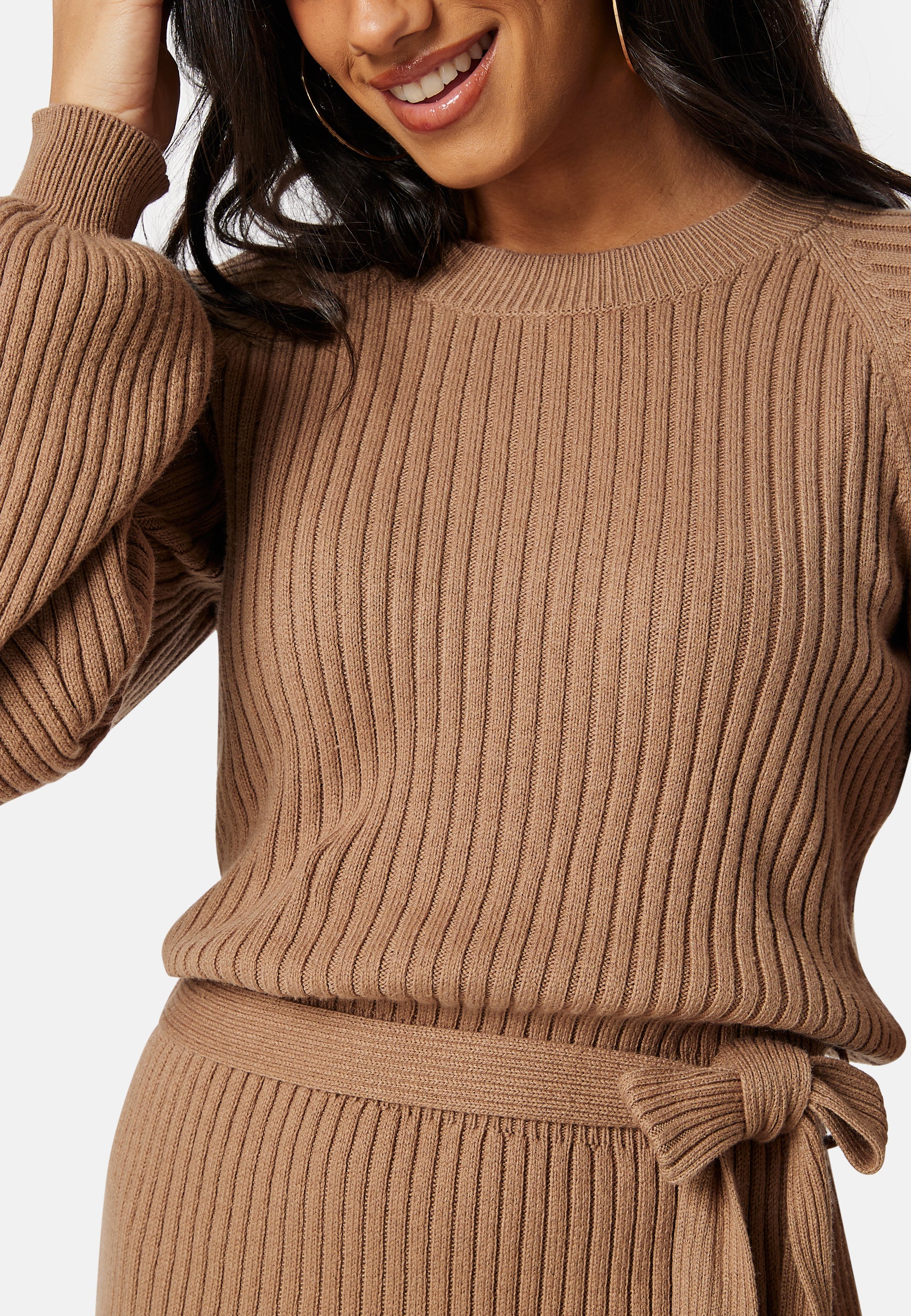Round Neck Rib Knitted Midi Dress - Image 2