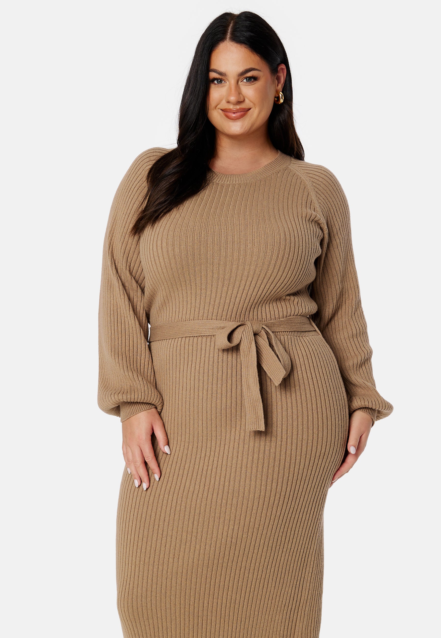 Round Neck Rib Knitted Midi Dress - Image 6