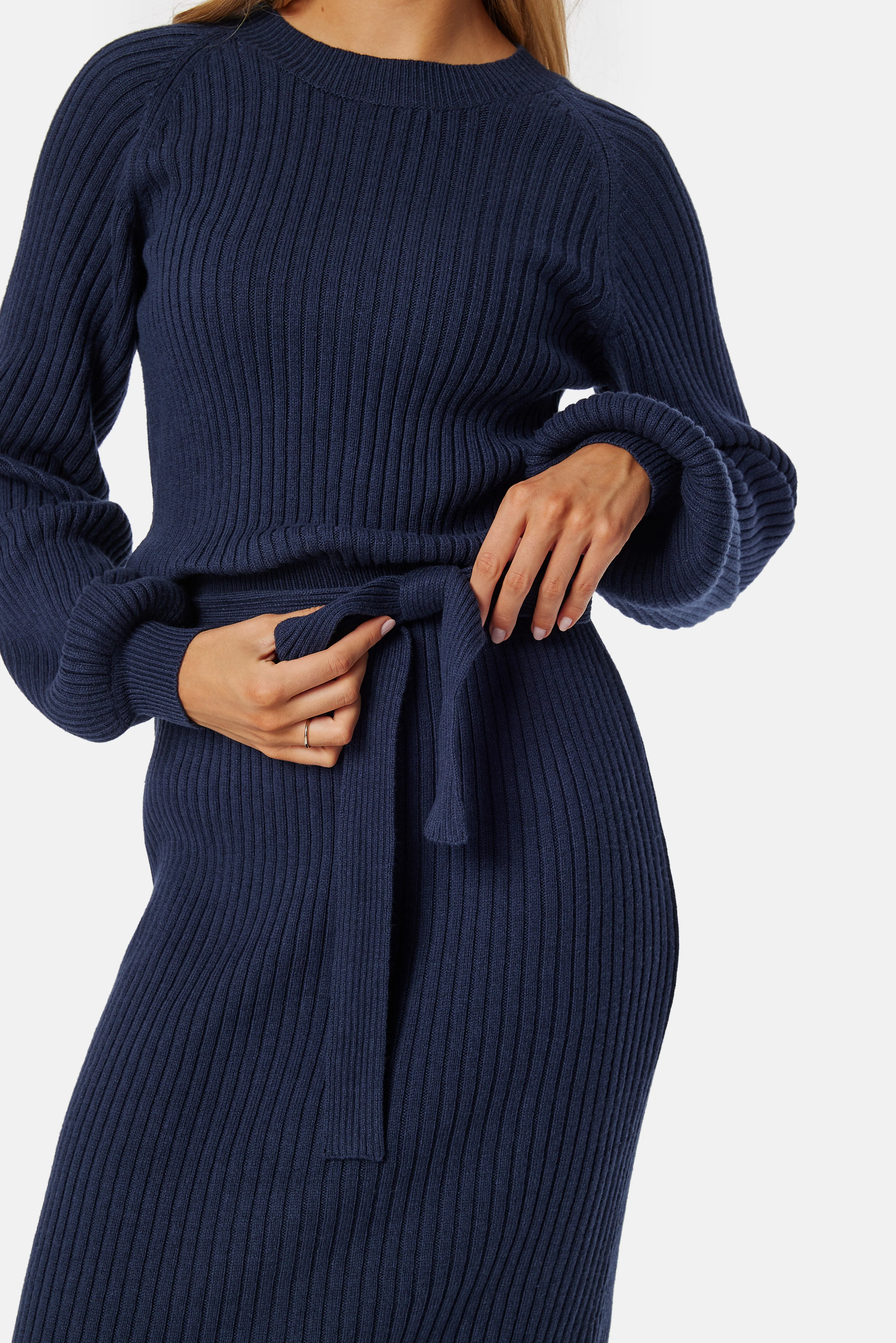 Round Neck Rib Knitted Midi Dress - Image 4