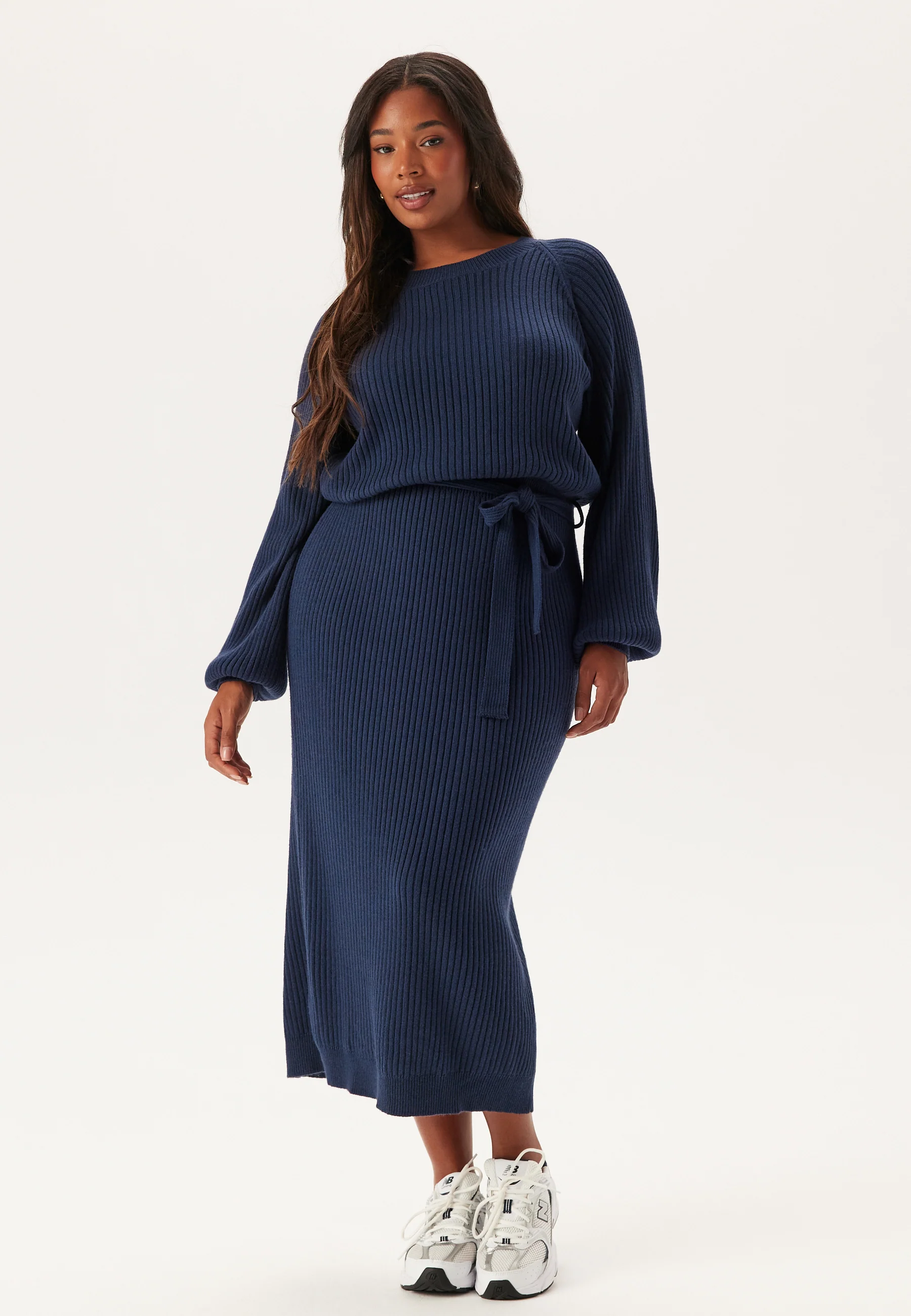 Round Neck Rib Knitted Midi Dress - Image 5