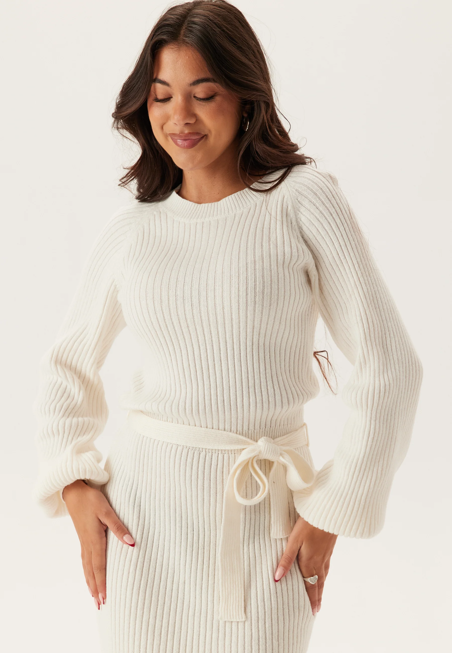 Round Neck Rib Knitted Midi Dress - Image 3