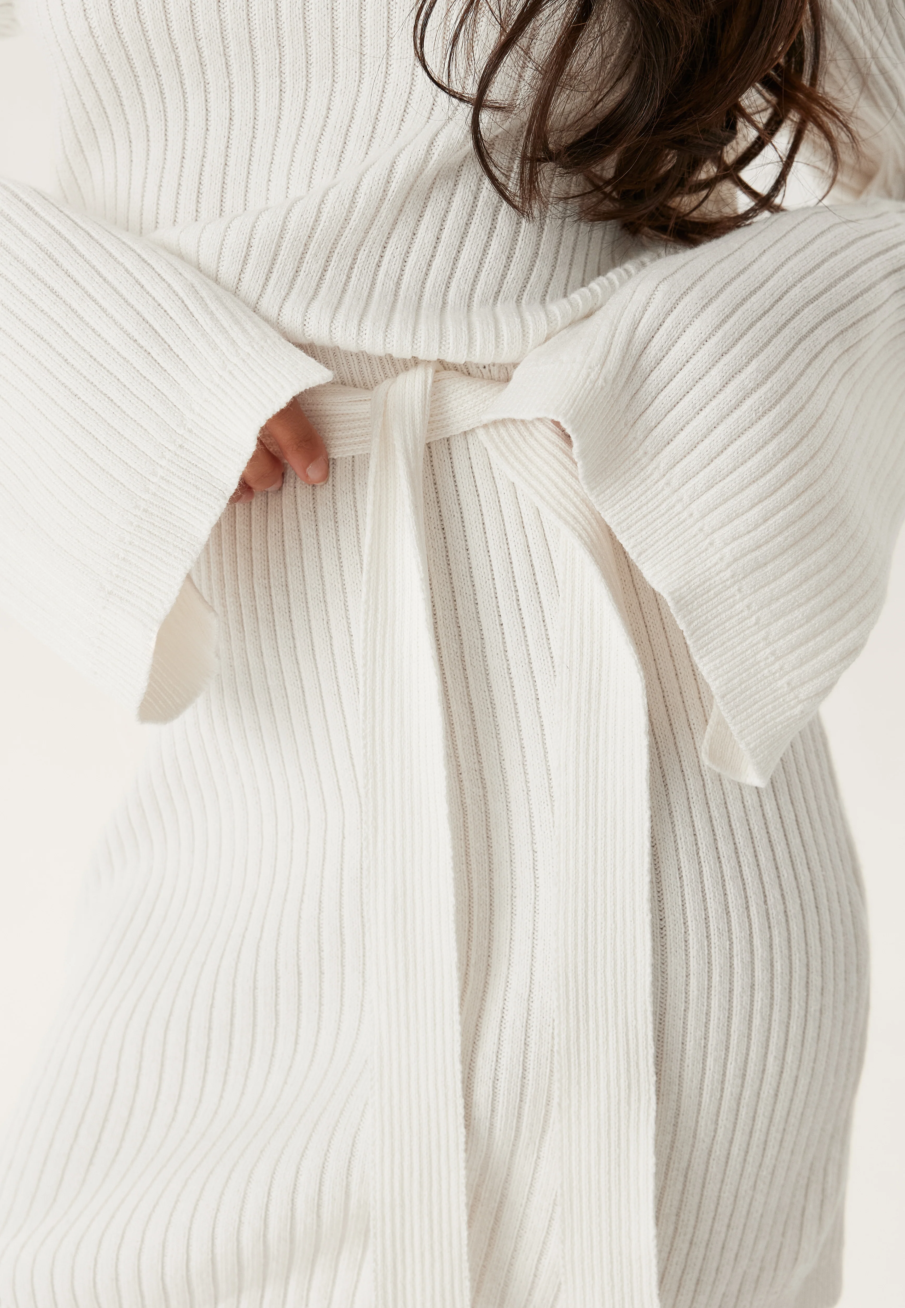 Round Neck Rib Knitted Short Dress - Image 5
