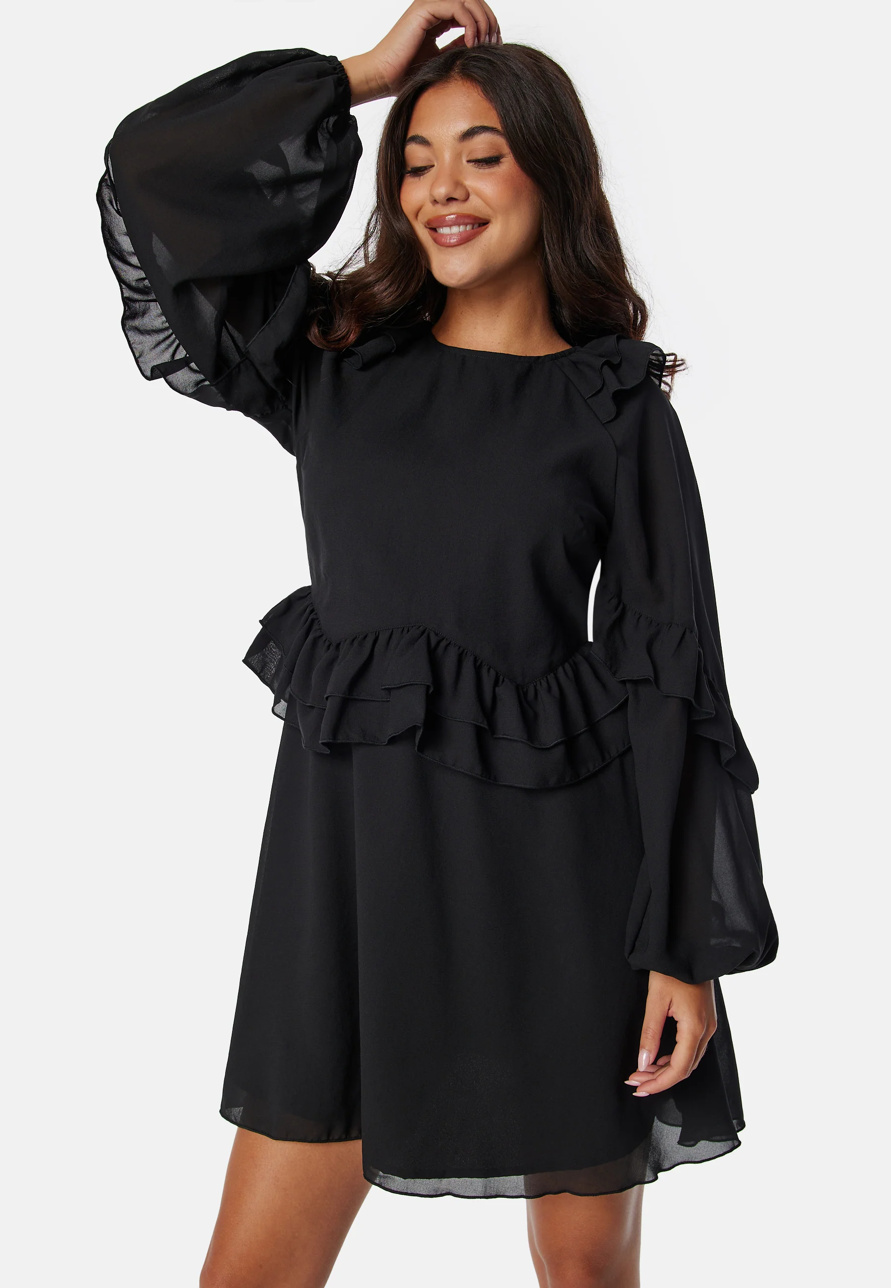 Round Neck Short Frill Dress - Image 2
