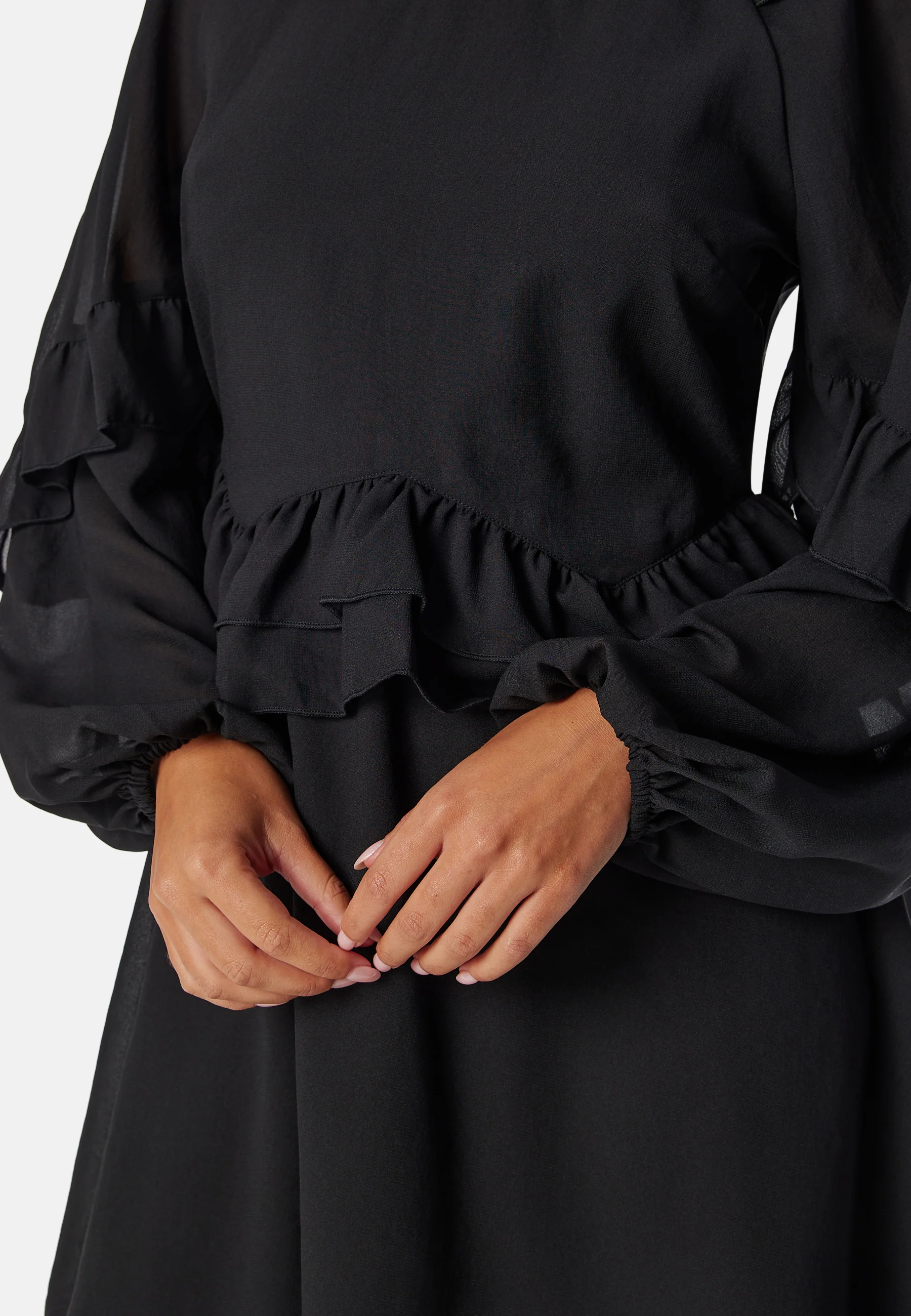 Round Neck Short Frill Dress - Image 4