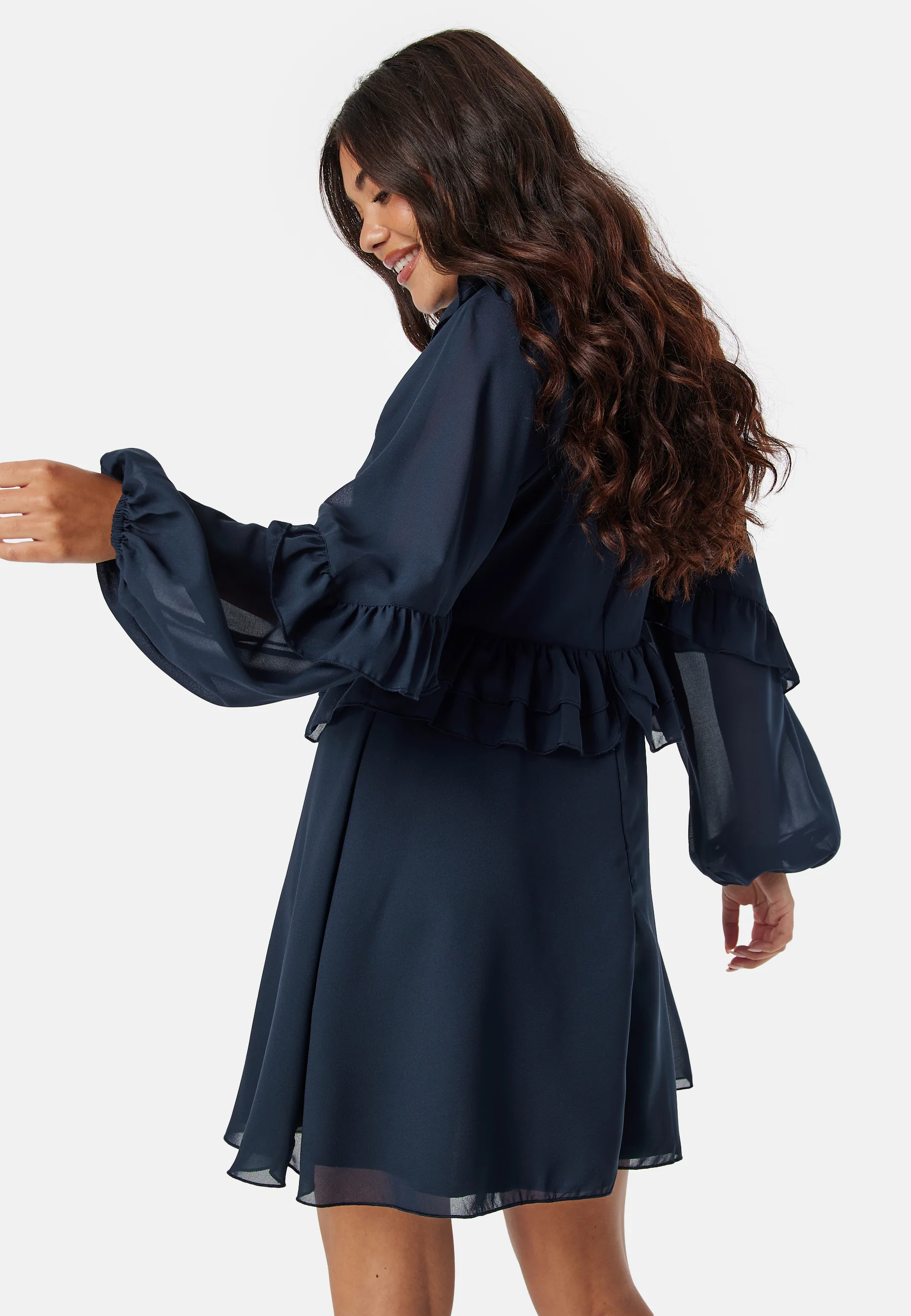 Round Neck Short Frill Dress - Image 3