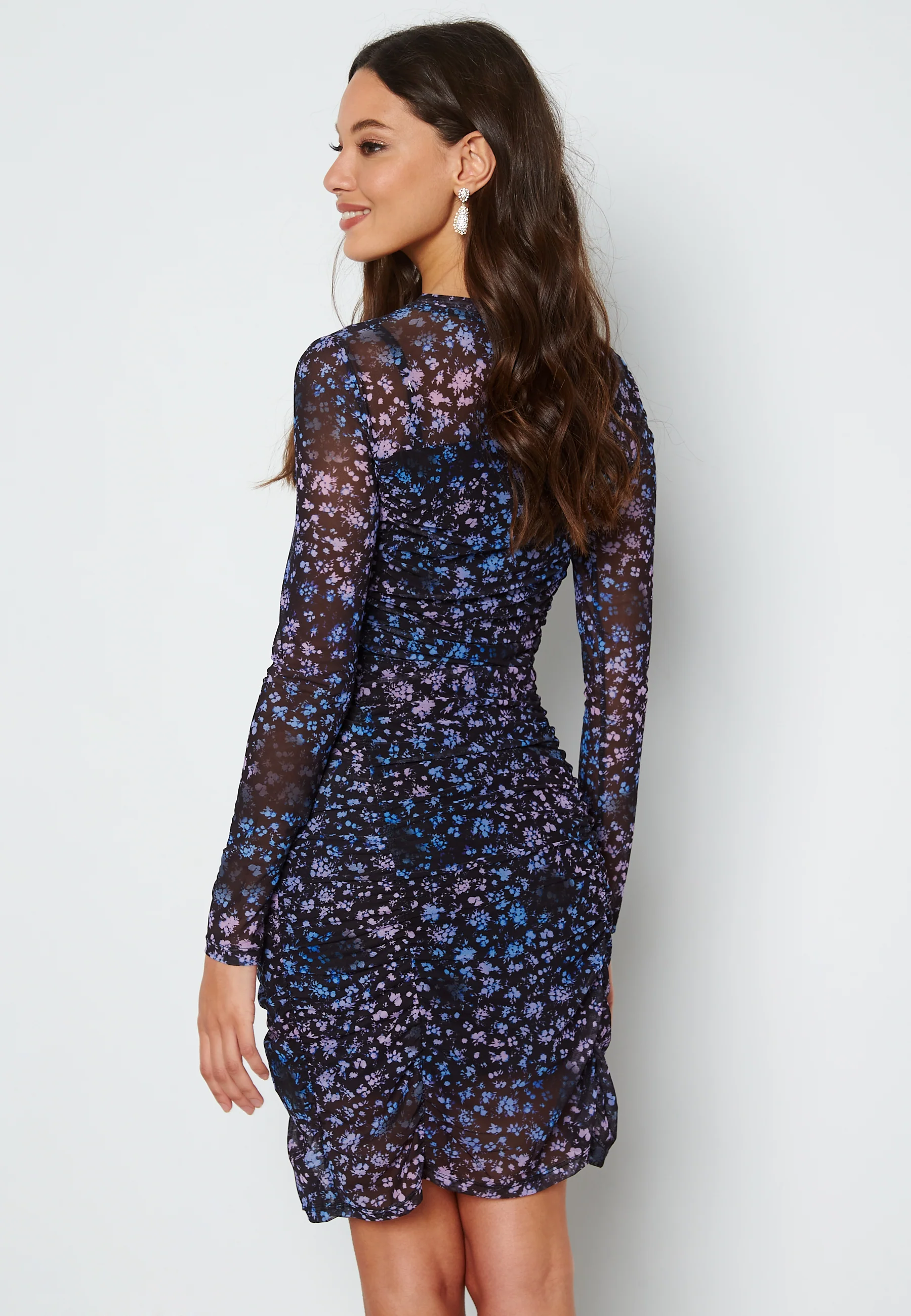 Ruby L/S Short Mesh Rouching Dress - Image 3