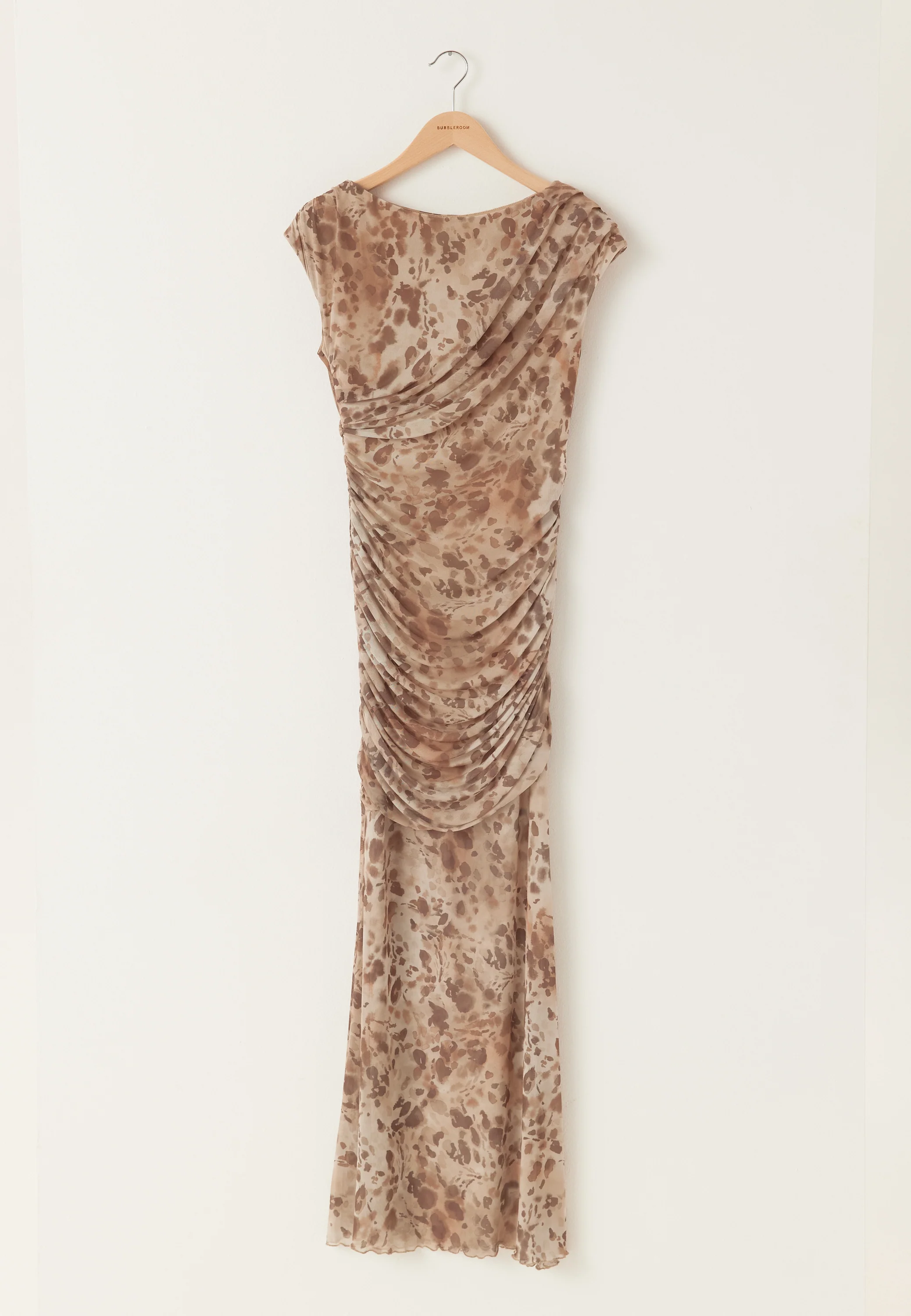 Ruched Asymmetric Mesh Ankle Dress - Image 6