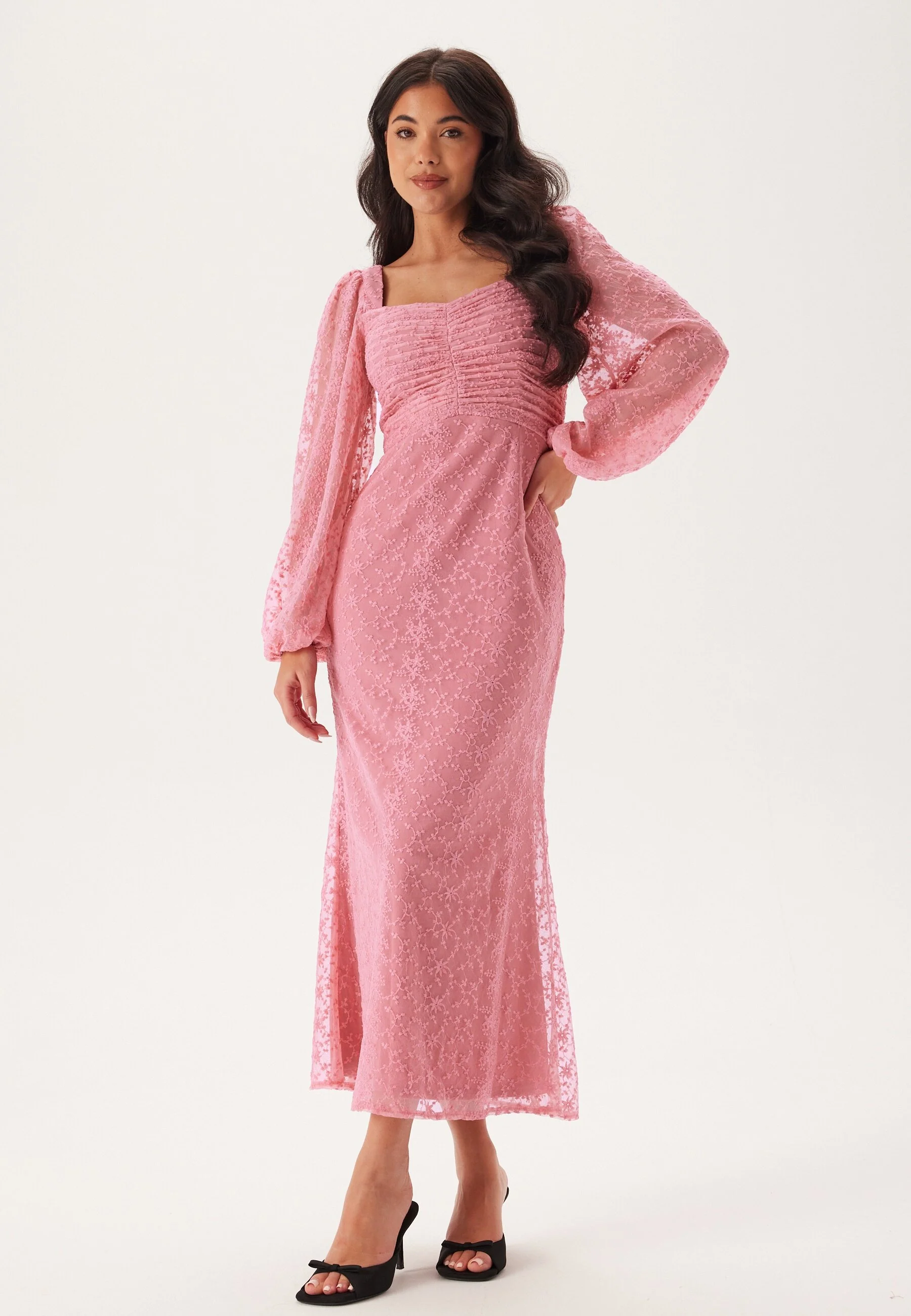 Ruched L/S Ankle Dress - Image 3