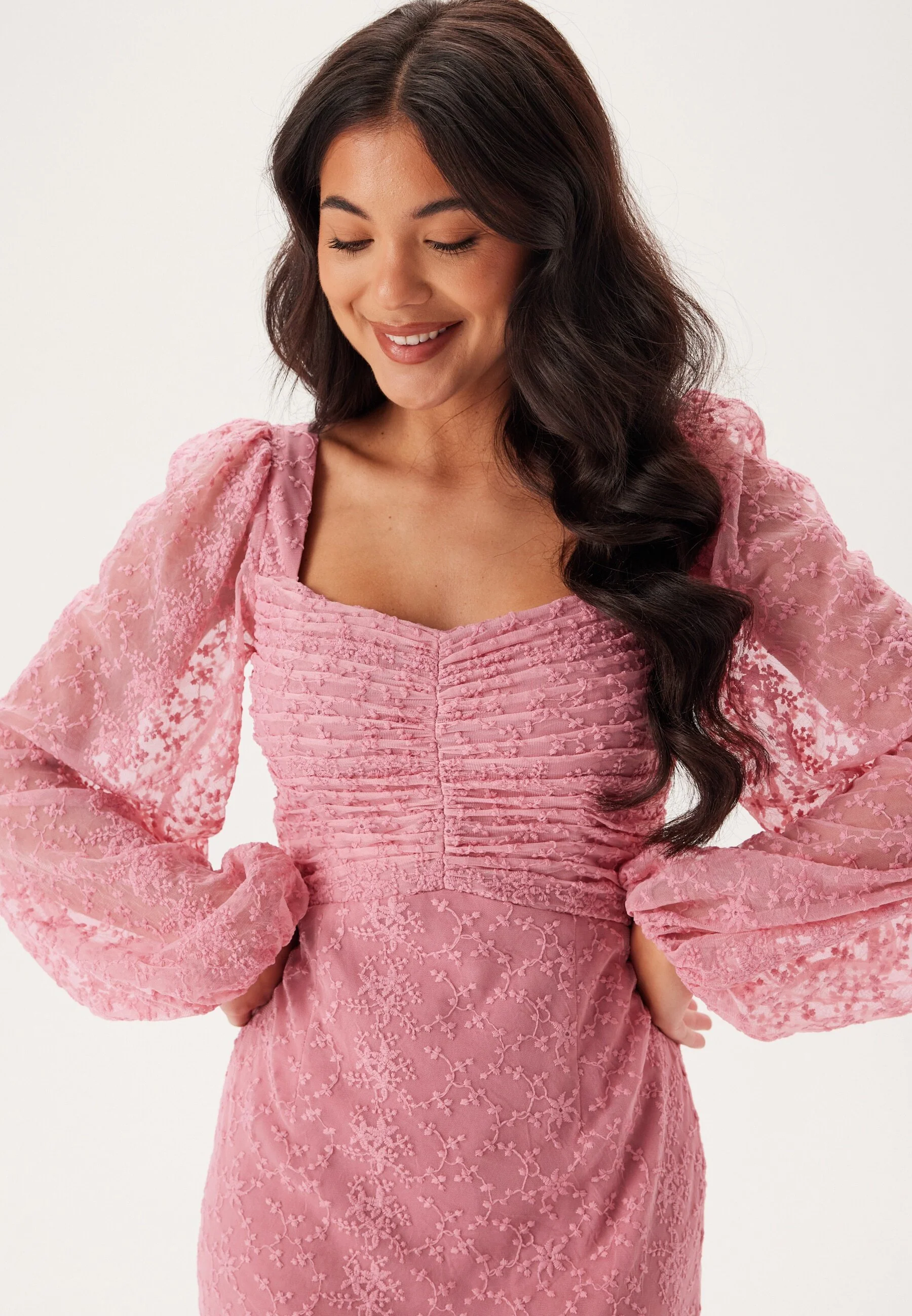 Ruched L/S Ankle Dress - Image 5