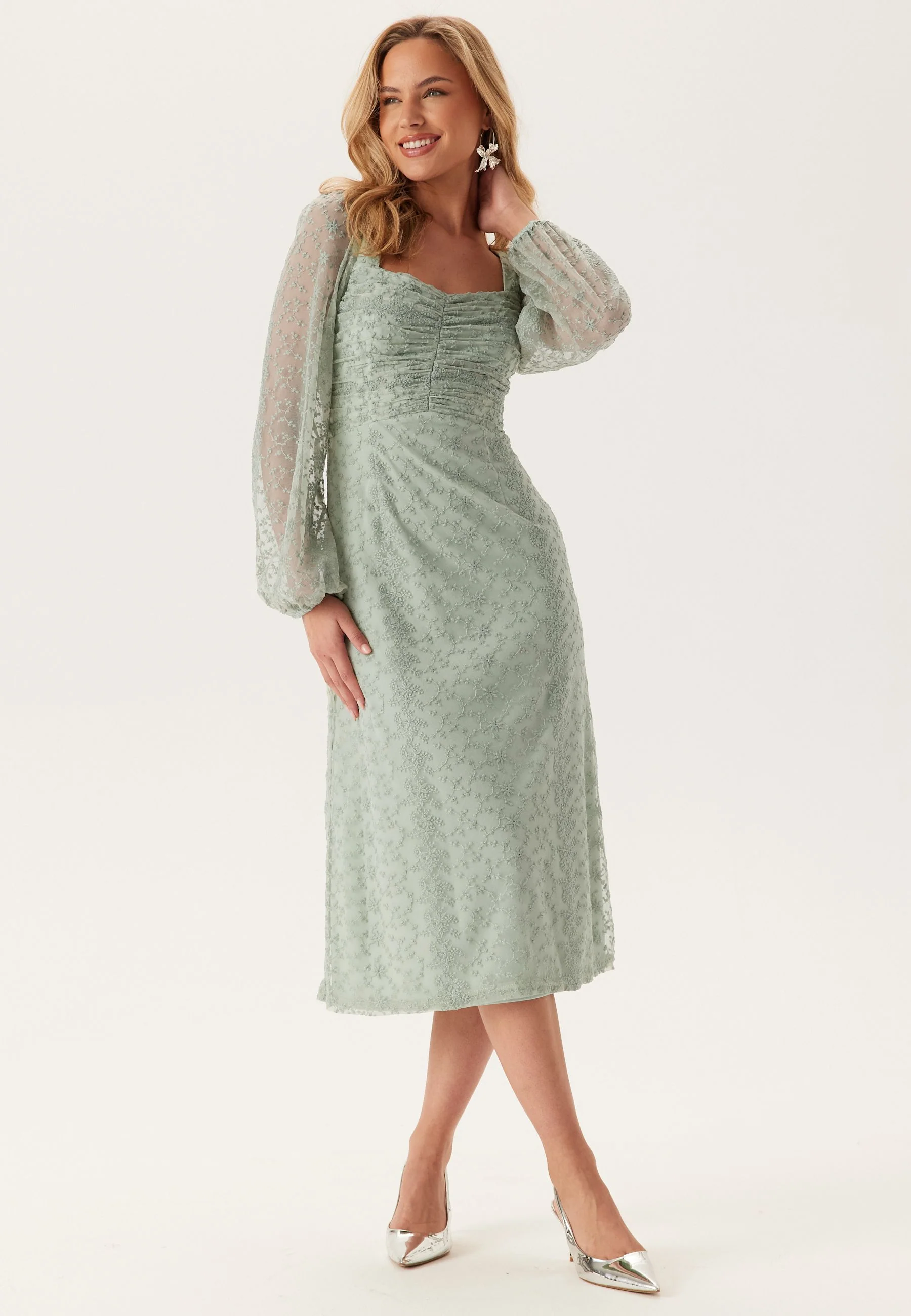 Ruched L/S Midi Dress - Image 2