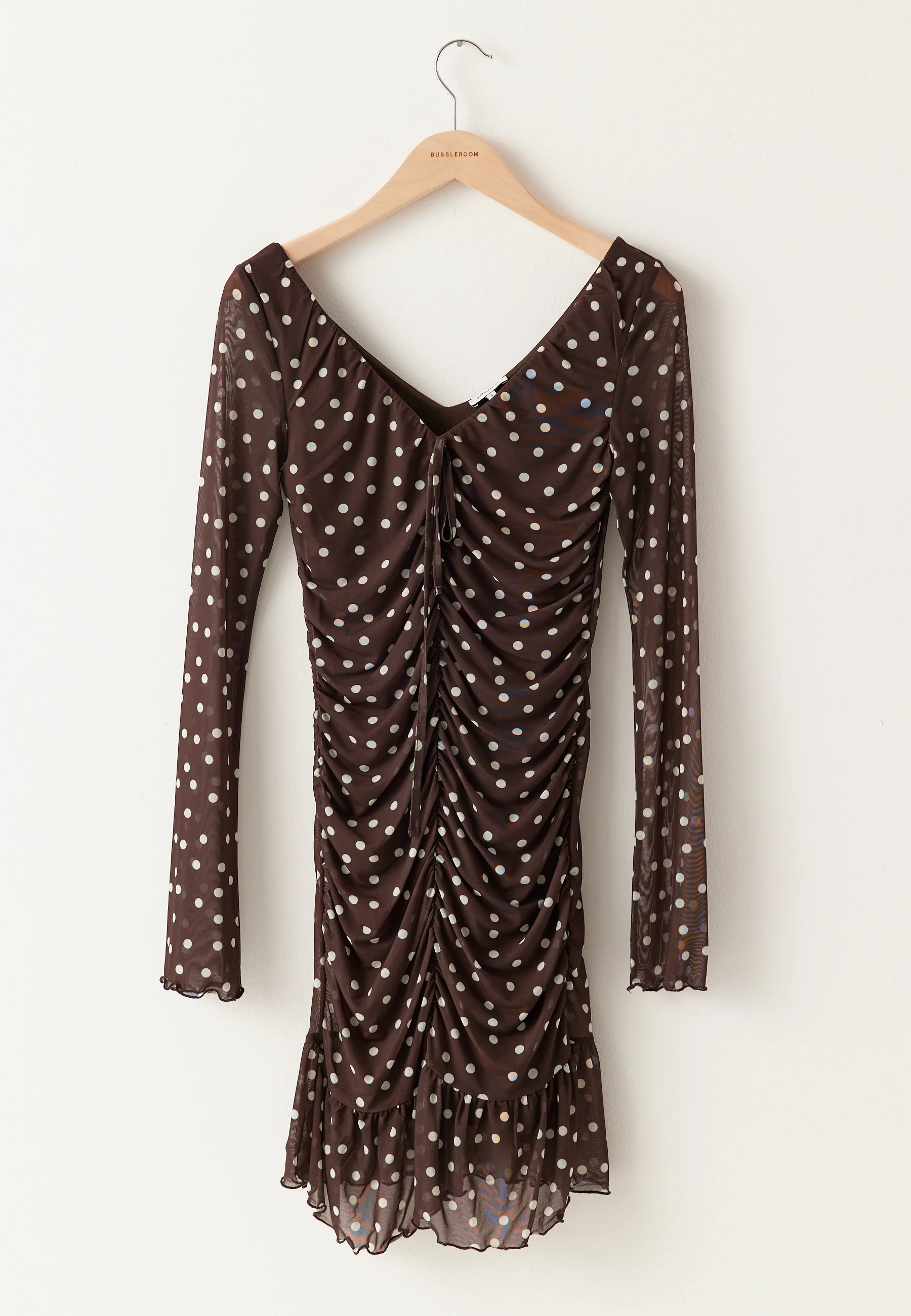 Ruched Mesh Frill Dress - Image 11