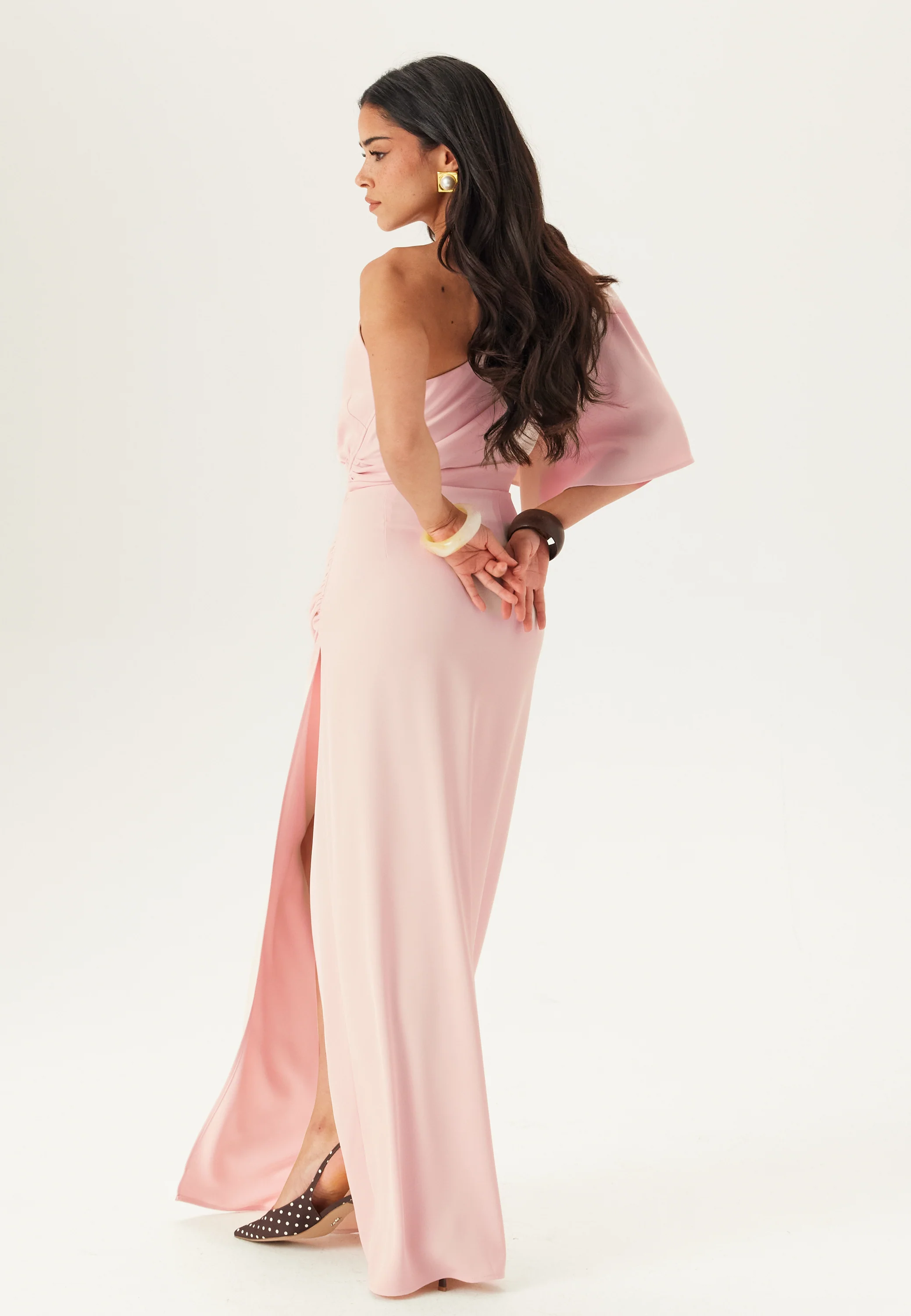Ruched One Shoulder Gown - Image 3