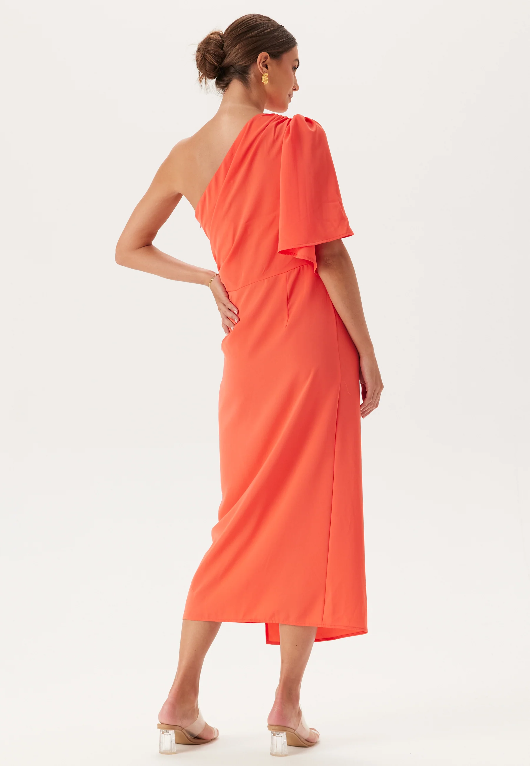 Ruched One Shoulder Midi Dress - Image 2