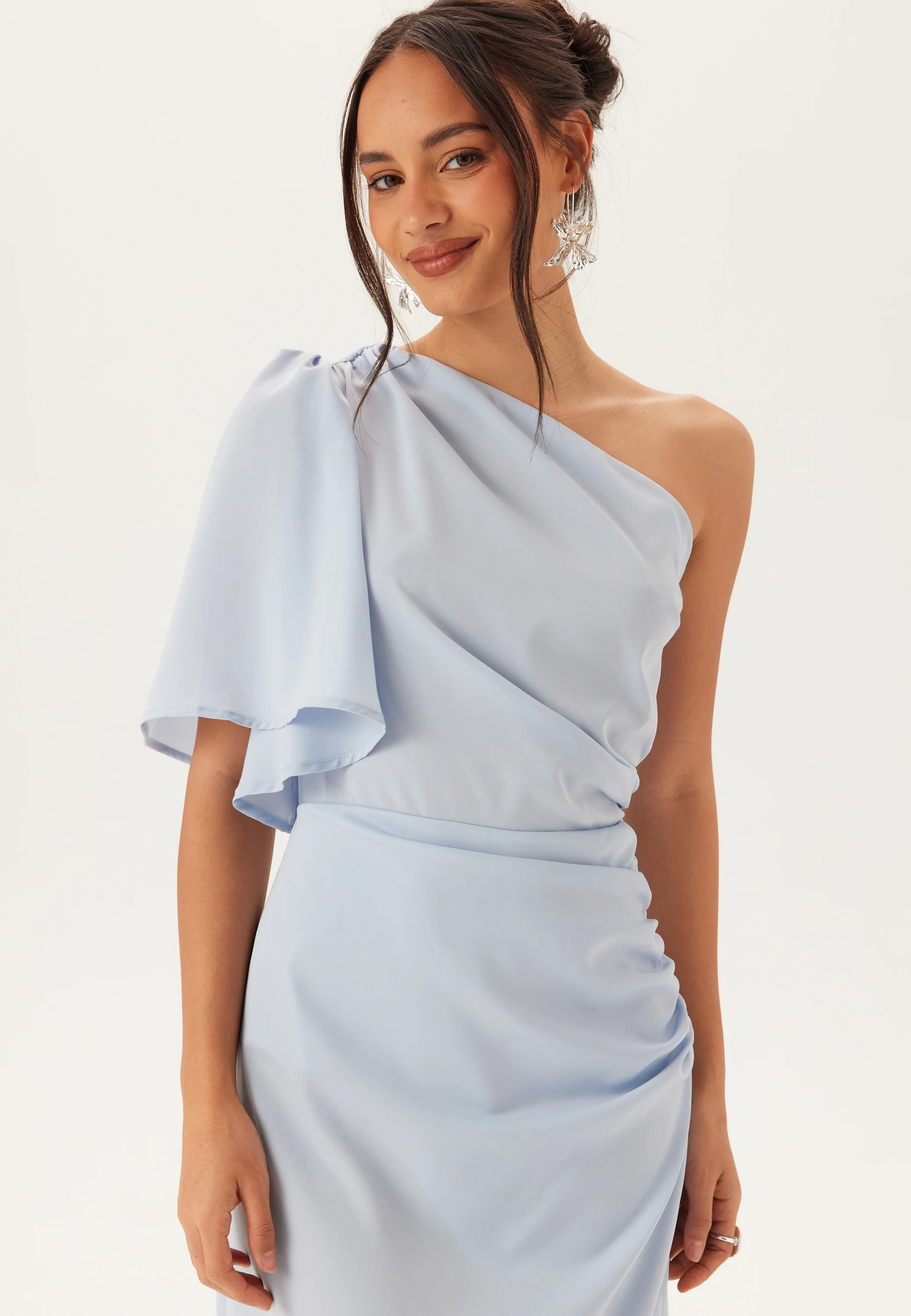Ruched One Shoulder Midi Dress - Image 2
