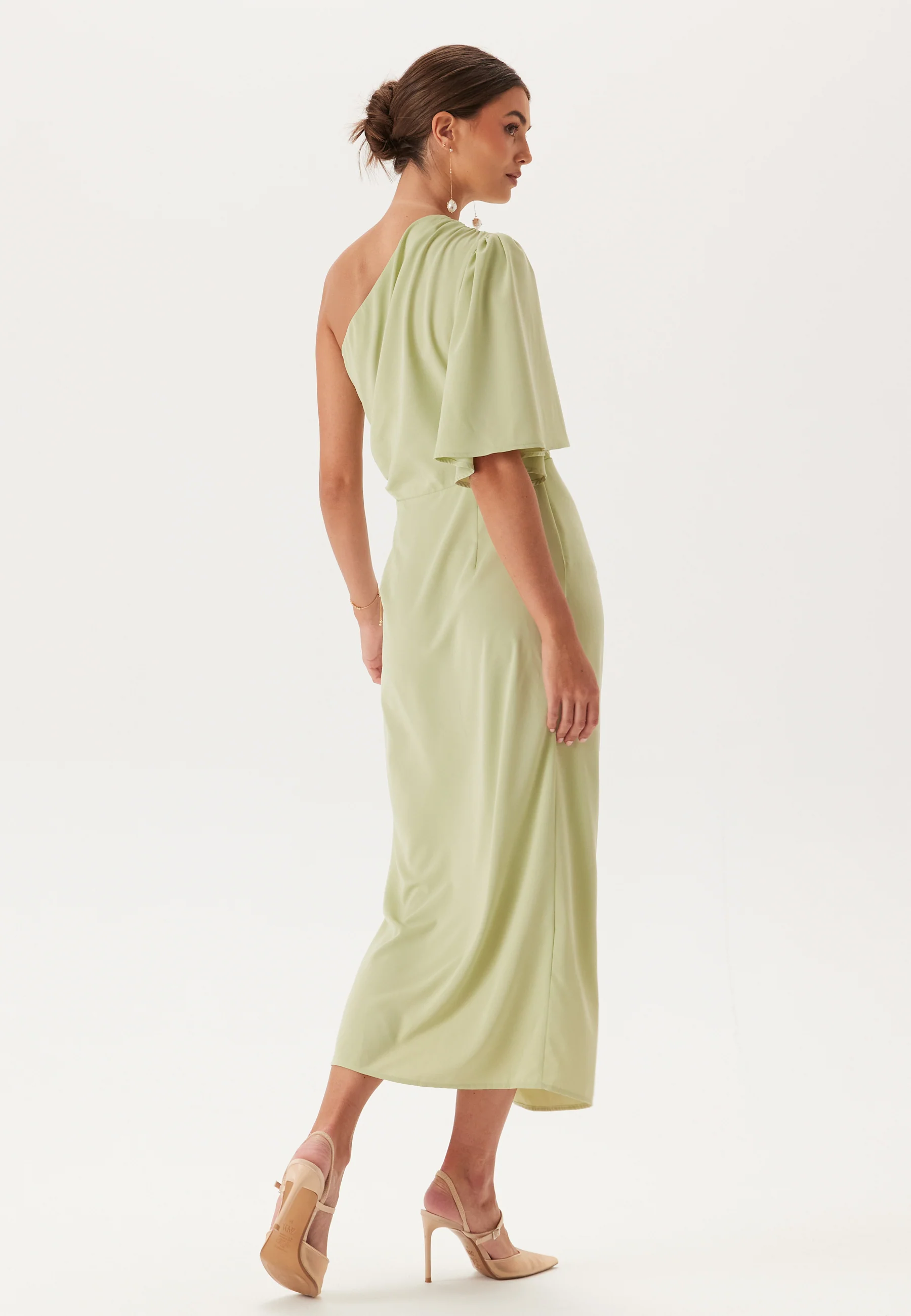 Ruched One Shoulder Midi Dress - Image 4